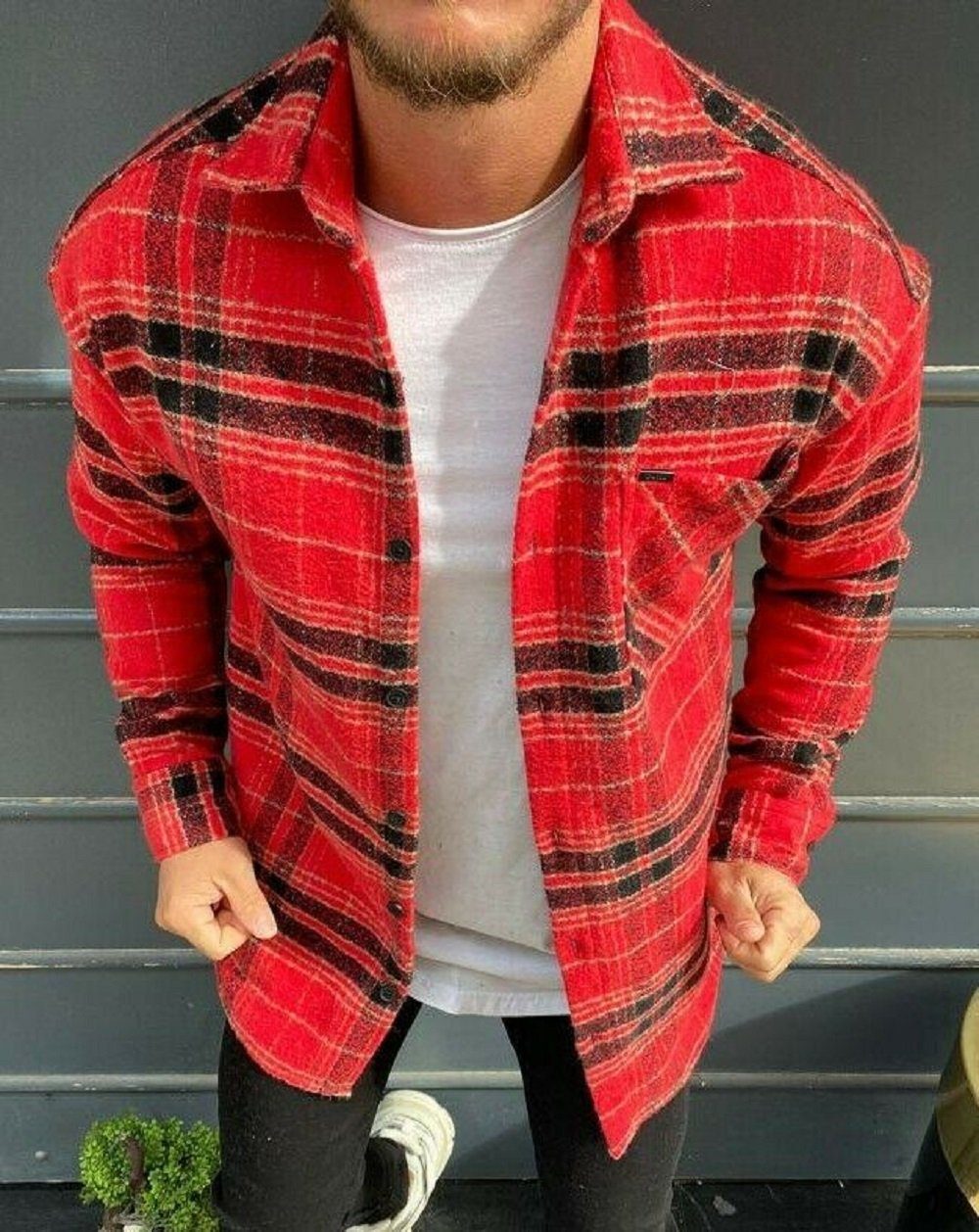 Megaman Jeans Flanellhemd Herren Holzfäller Hemd günstig online kaufen