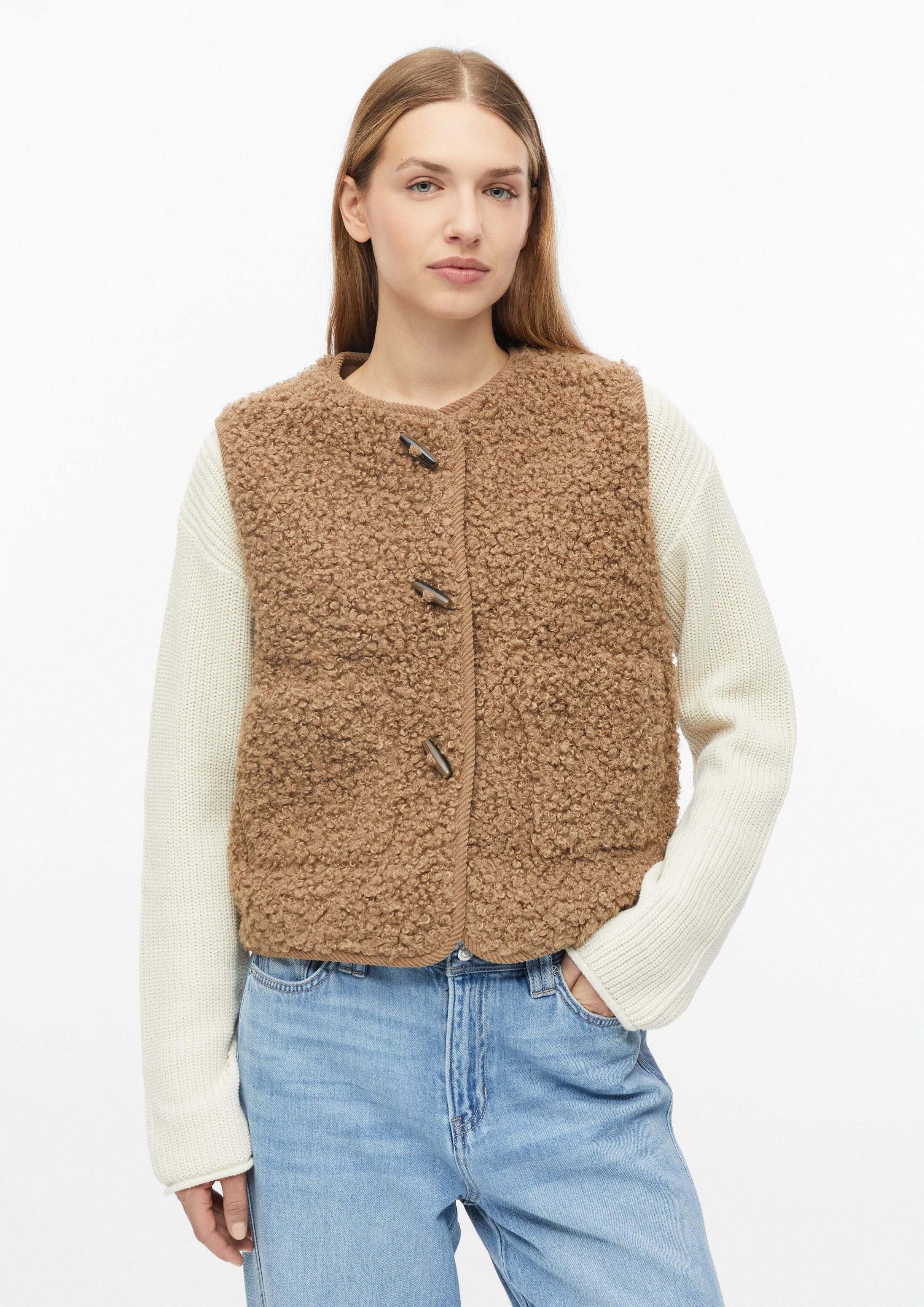 s.Oliver Outdoorjacke Outdoor-Weste Teddyweste mit Knebelknöpfen