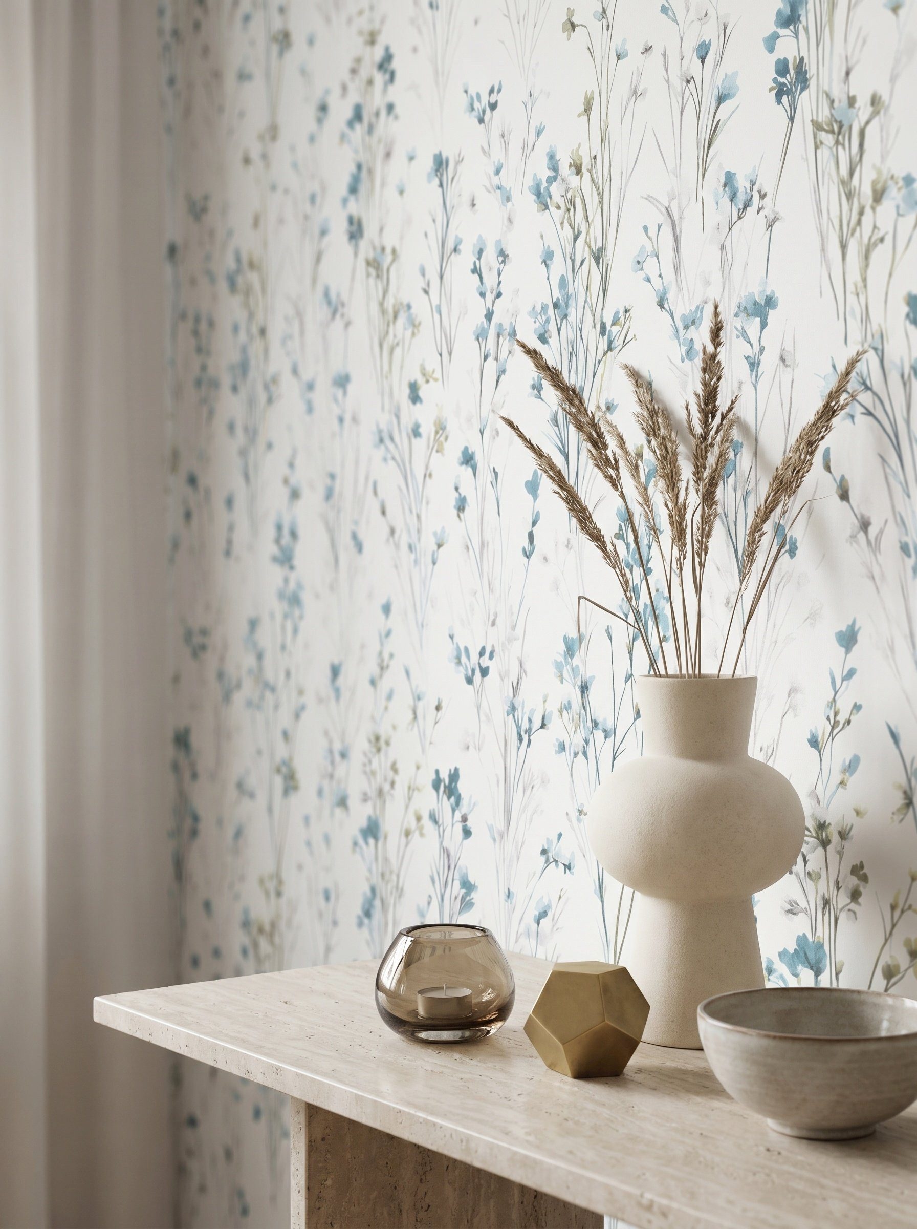 Newroom Vliestapete Lunara Türkis Tapete Vliestapete Blumen, Floral, Blumenranke, strukturiert, Mustertapete