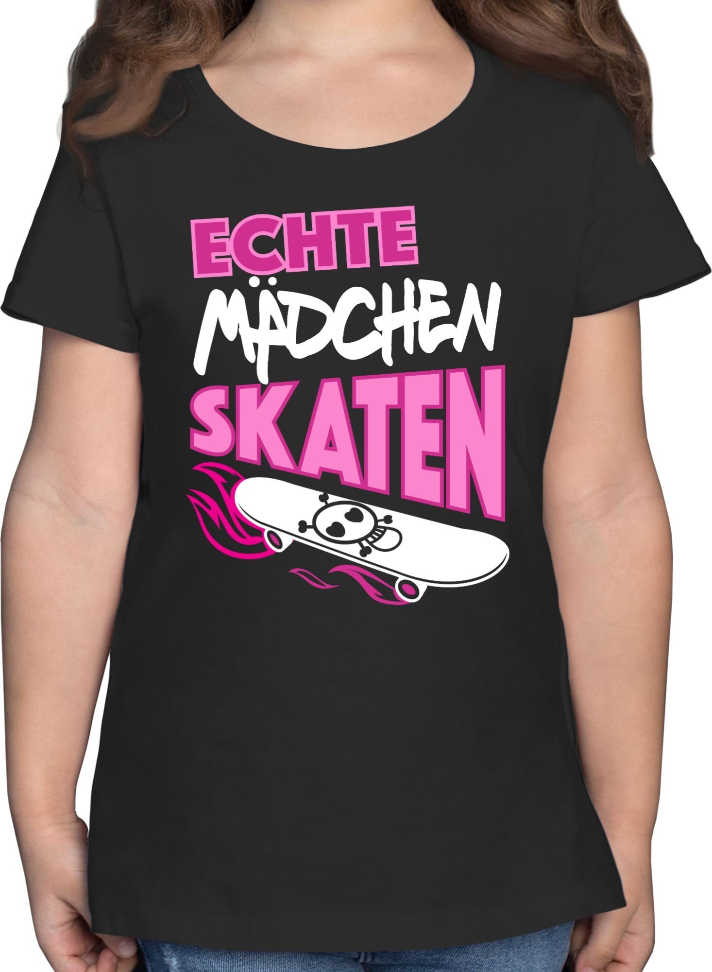 Shirtracer T-Shirt Mädchen Echte 1 Schwarz und Co skaten Kinderkleidung