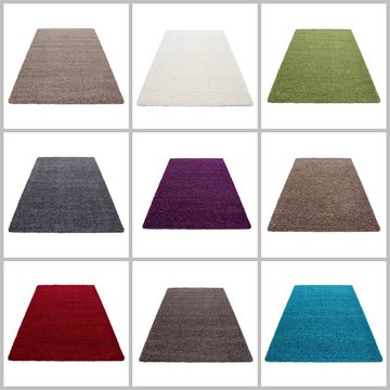 Teppich Unicolor - Einfarbig, Teppium, Rechteckig, Höhe: 50 mm, Teppich Einfarbig Shaggy 50 mm Florhöhe Langflor Teppich Wohnzimmer