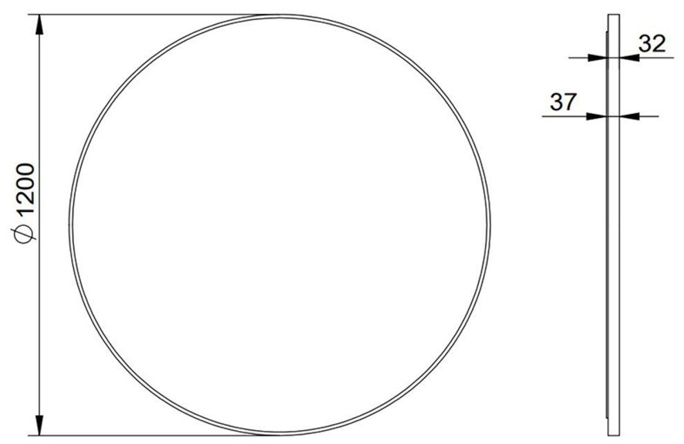 mit 120 Ø schwarz indirekter Beleuchtung cm matt LED-Lichtspiegel, Talos LED in rund,