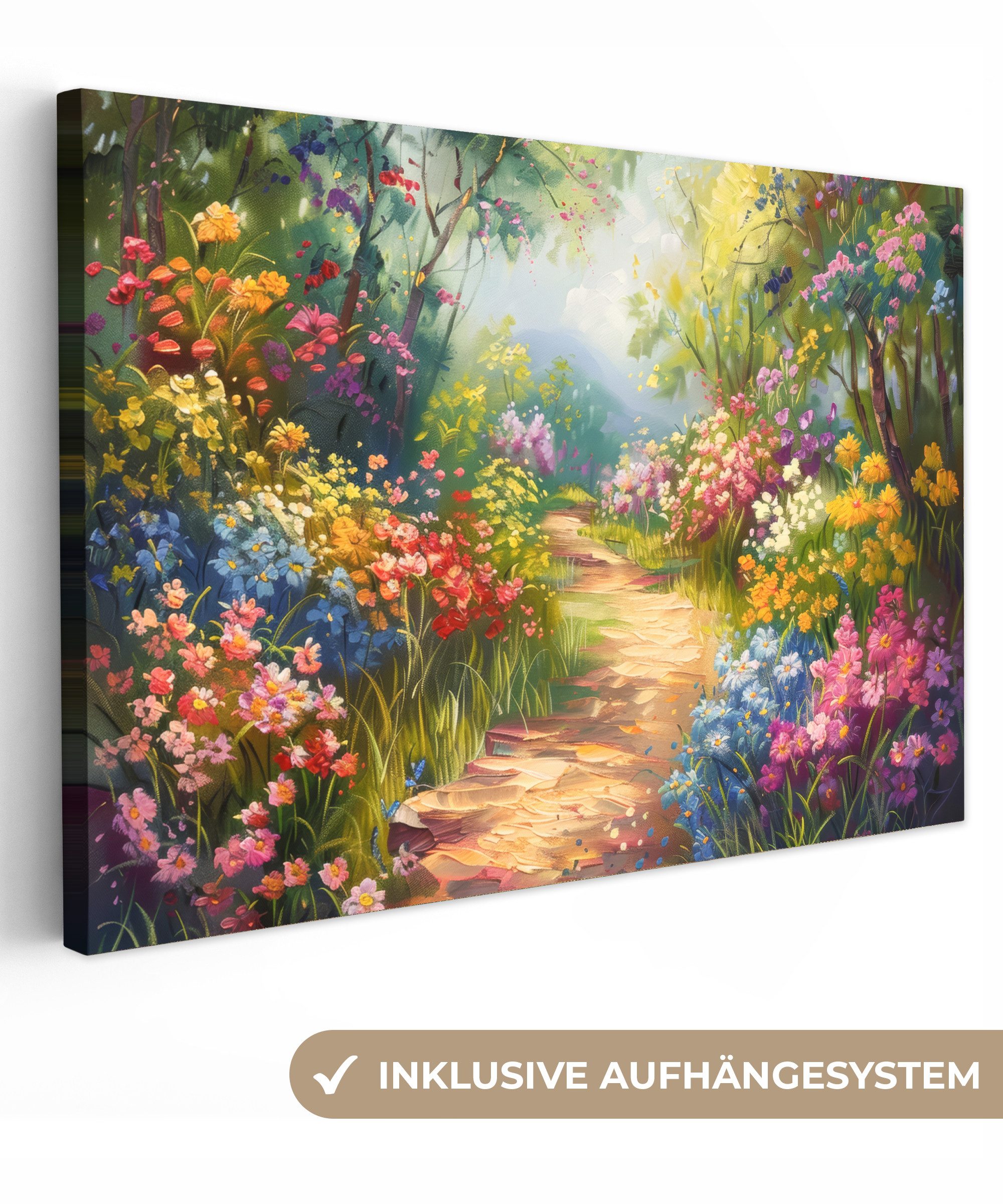 OneMillionCanvasses® Leinwandbild Natur - Landschaft - Blumen - Farbenfroh, Fotodruck (1 St), Leinwand Зображення Klein, Wand Dekoration Aesthetic 30x20 cm