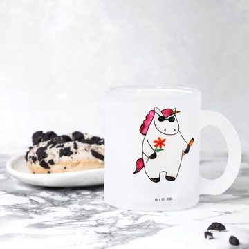 Mr. & Mrs. Panda Teeglas Einhorn Woodstock - Transparent - Geschenk, Tasse, Glas Teetasse, Peg, Premium Glas, Liebevolle Gestaltung