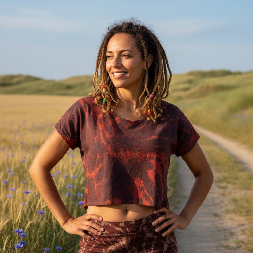 Guru-Shop T-Shirt Batik Hippie T-Shirt, Unikat Kurztop, Yogatop -.. Festiva günstig online kaufen