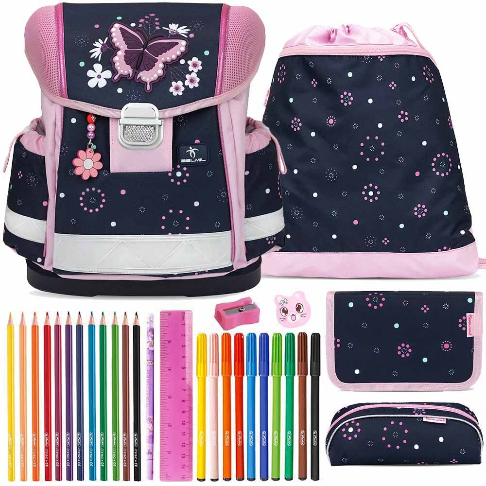 Belmil Schulranzen Set Classy 10-teilig 2025 Mädchen Butterfly Midnight