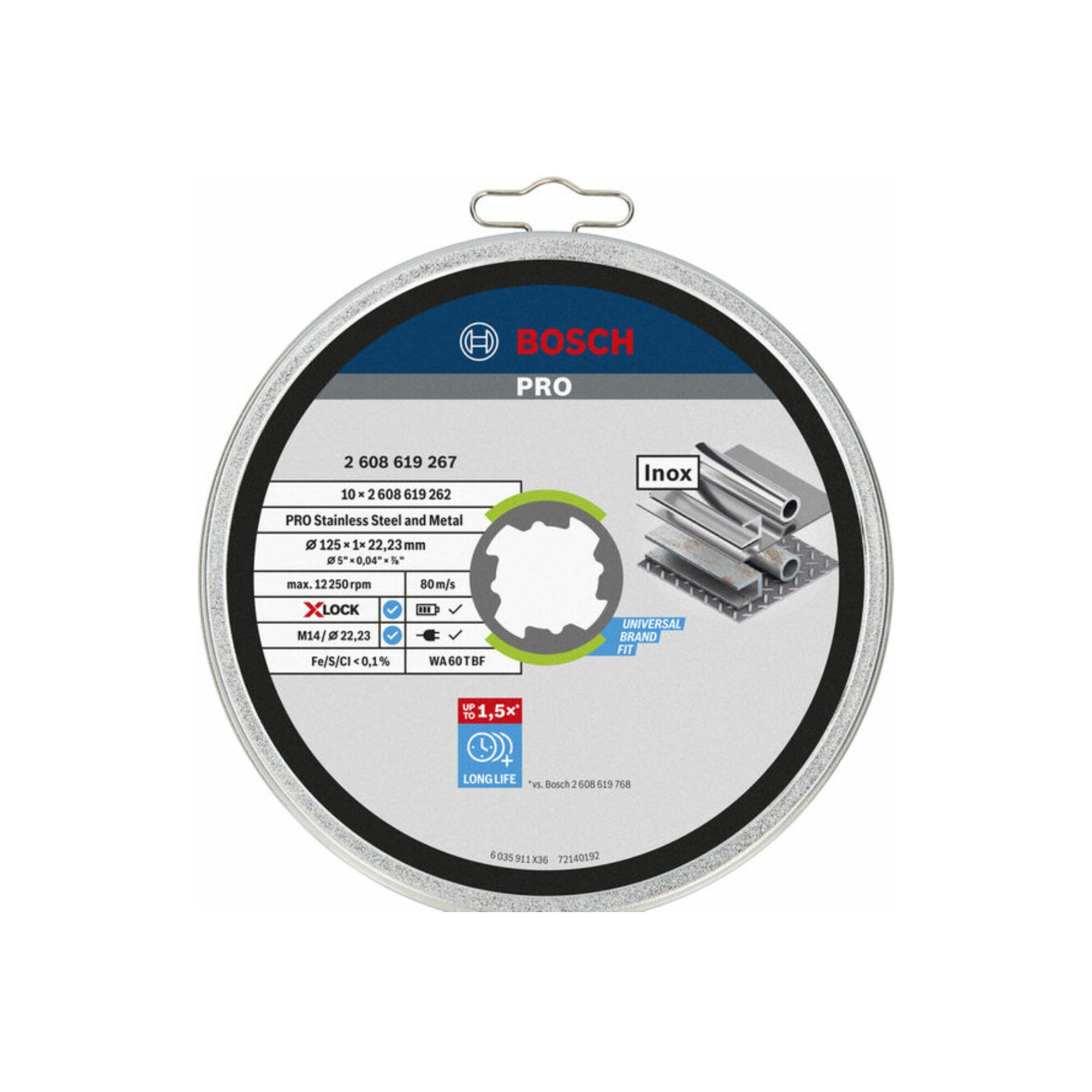 Bosch Professional Trennscheibe Bosch Trennscheibe X-LOCK gerade Standard for Inox WA 60 T BF 125 x 1
