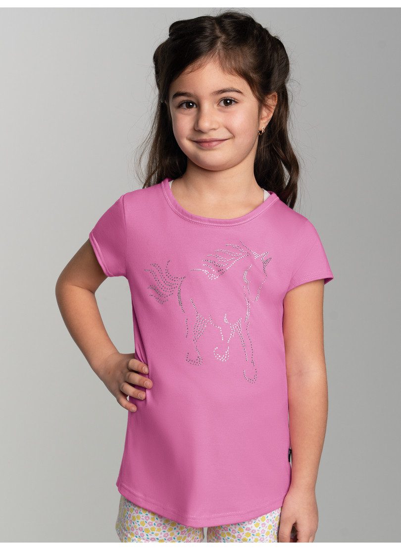 Trigema T-Shirt TRIGEMA T-Shirt mit glitzerndem Pferde-Printmotiv (1-tlg)