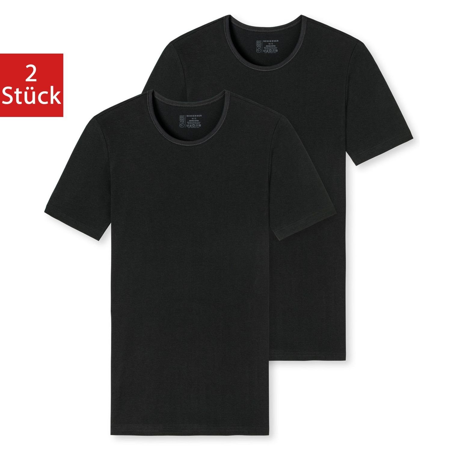 Schiesser T-Shirt 95/5 Organic Cotton (2-tlg) Rundhalsausschnitt, kurzarm, günstig online kaufen