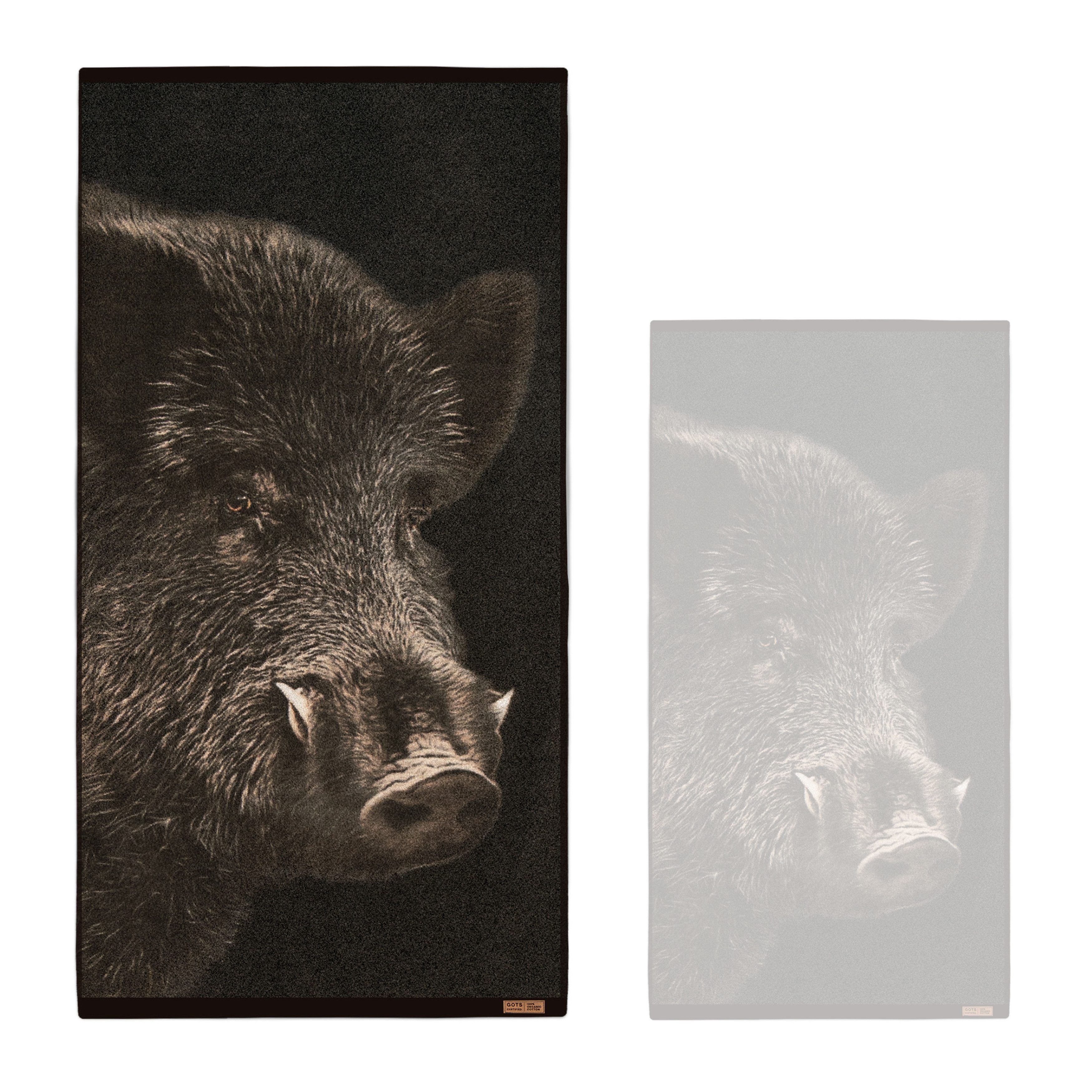 Zwoltex Handtücher Wildschwein Motiv Badetuch 600 g/m² Baumwollfrottee, (70x140 cm 60° waschbar OEKO-TEX 100% GOTS Baumwolle), Naturgetreue Darstellung auf saugstarkem Frottee