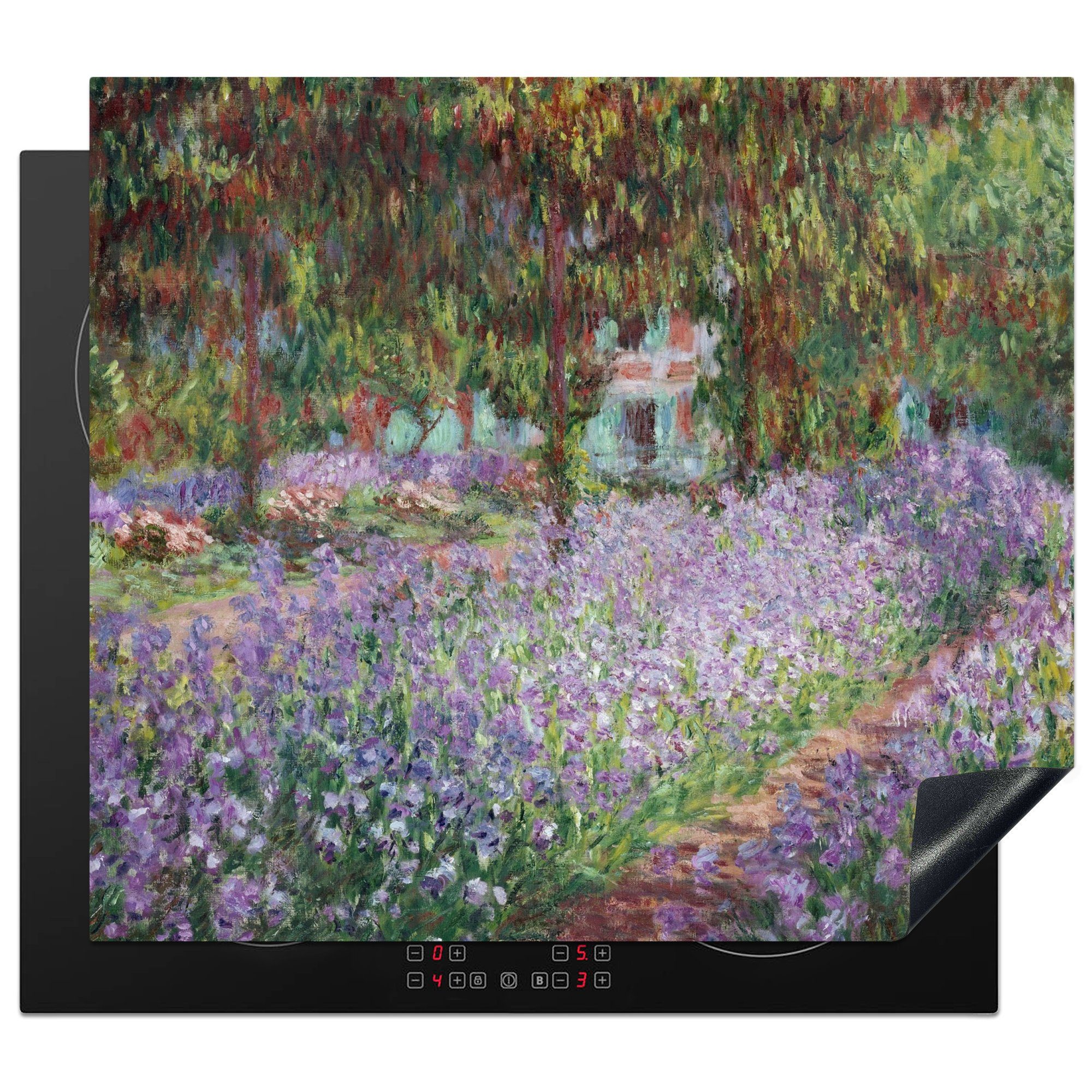 MuchoWow Herdblende-/Abdeckplatte Der Garten des Künstlers in Giverny - Gemälde von Claude Monet, Vinyl, (1 tlg), 59x52 cm, Ceranfeldabdeckung für die küche, Induktionsmatte