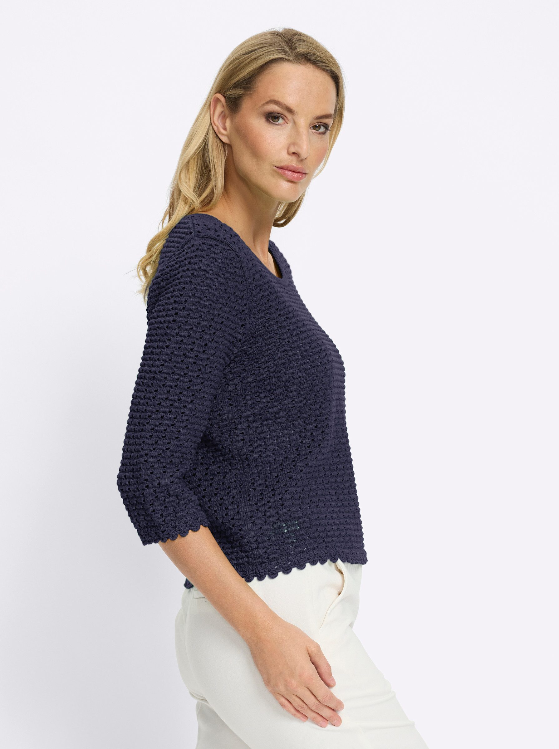 heine Strickpullover Pullover 3/4-Arm Ajour