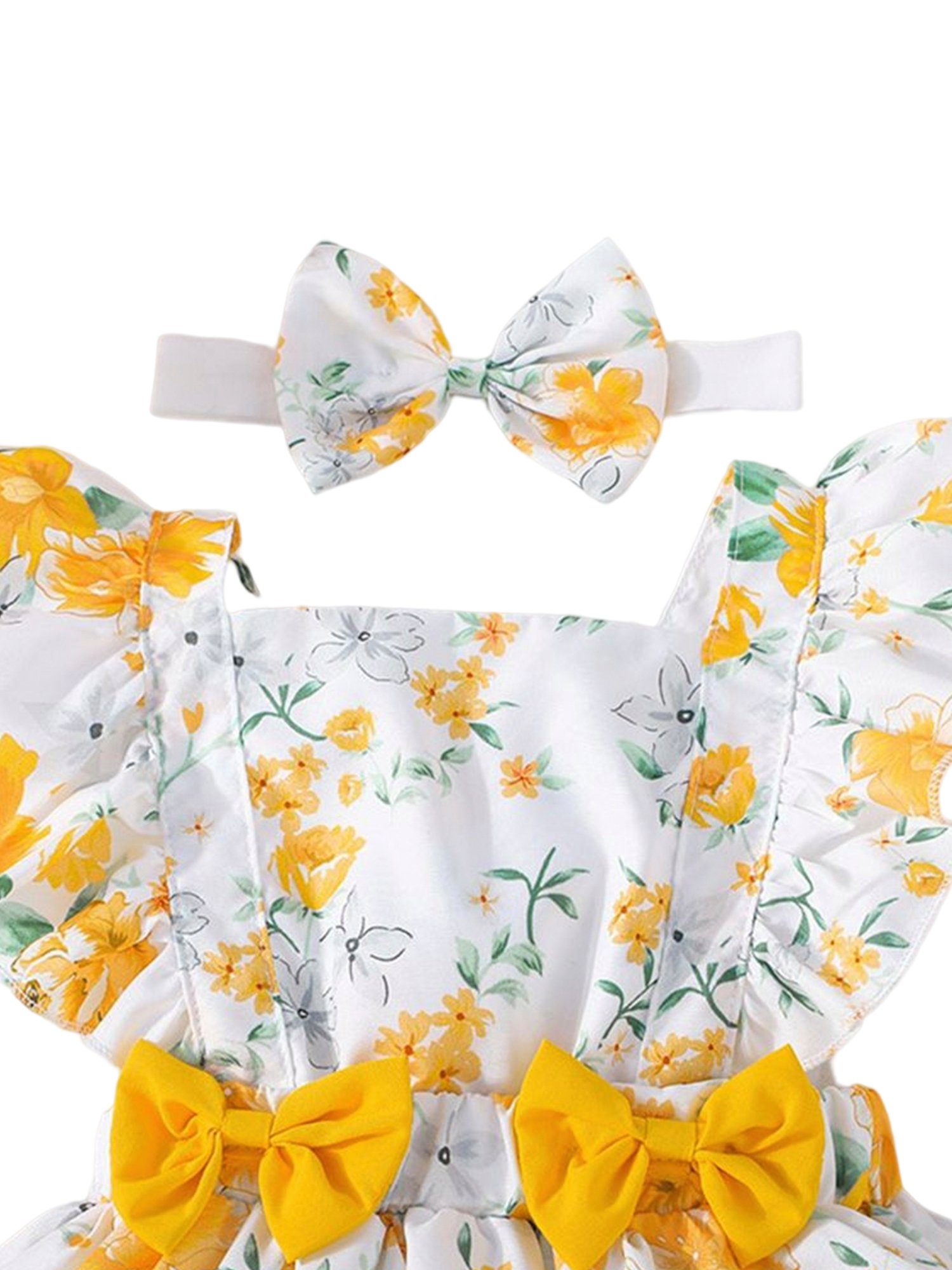 LAPA Rüschen Baby knielanges Blumendruck Druckkleid Sommerkleid mit (2-tlg)