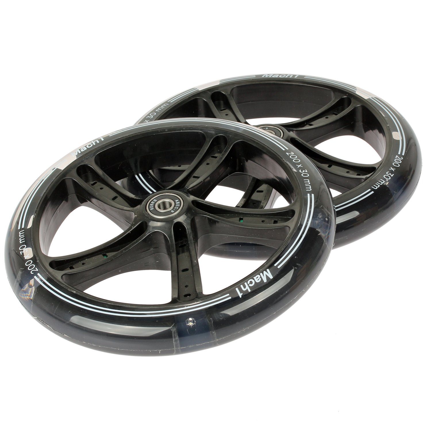 Mach1 Cityroller Rollen-Set Wheel 2 Stück mit oder Ohne mit schwarz LED Big Kickscooter 200x30mm LED