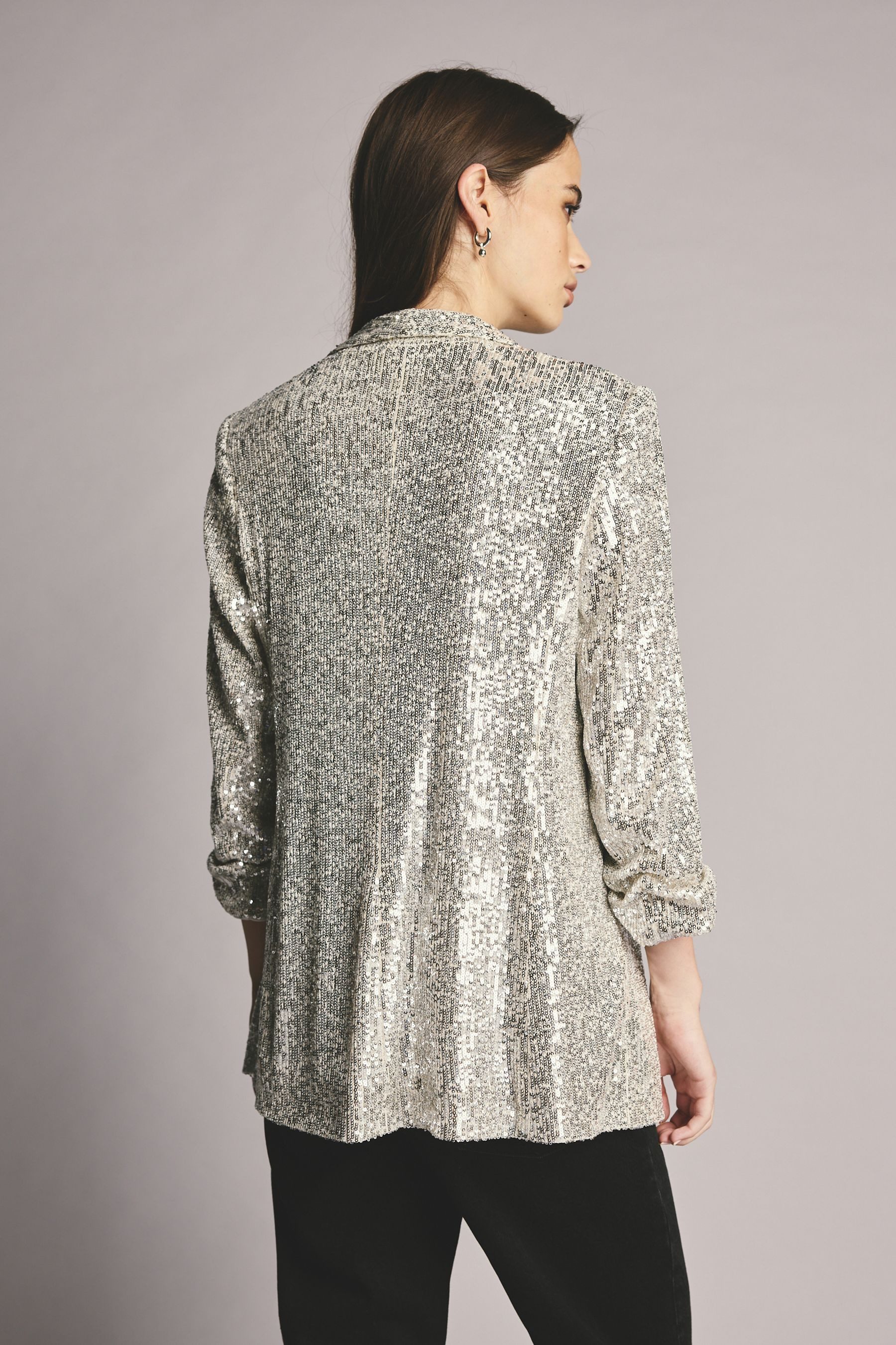 Next Jackenblazer Blazer mit gerafften Ärmeln und Pailletten (1-tlg) günstig online kaufen