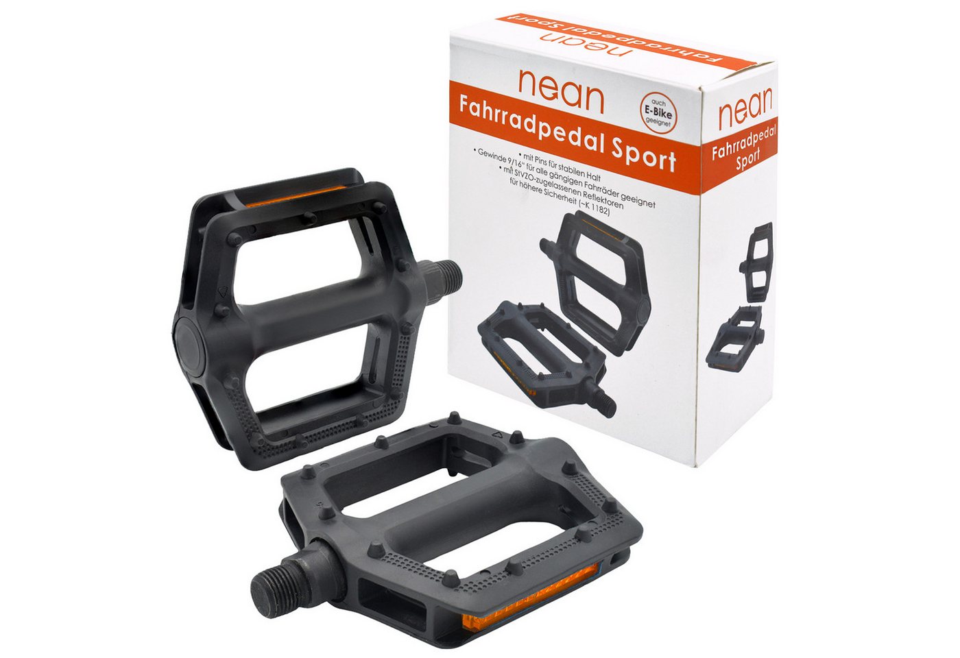 nean Fahrradpedale Fahrradpedale Pedale Sport (mit Reflektor, StVZO-Zugelassen, 9/16", 2er-Set)