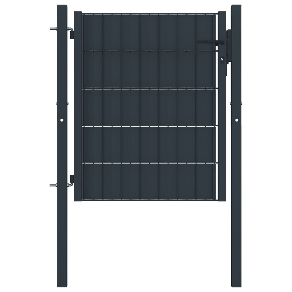 vidaXL Gartentor 100 x 100 cm Zauntor PVC und Stahl 100x101 cm Anthrazit Abschließbar S