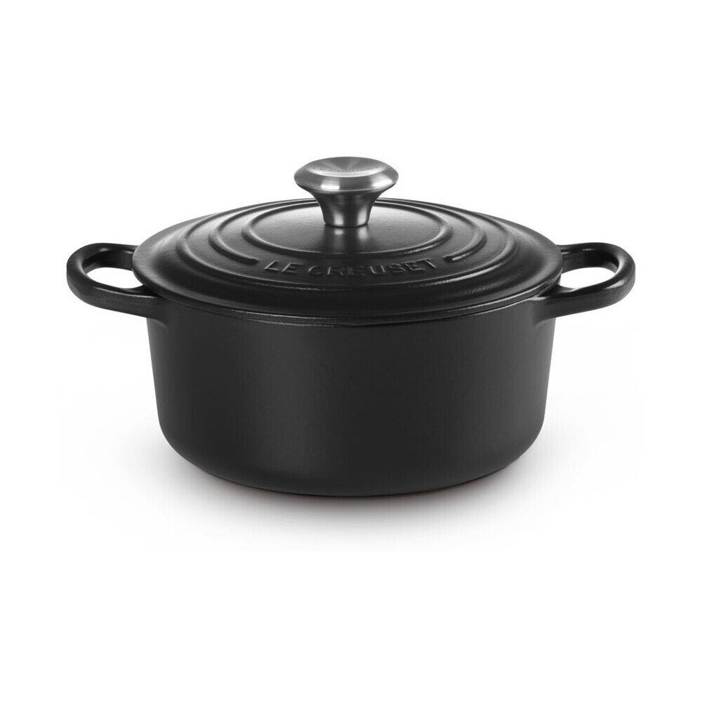LE CREUSET Bräter Bräter mit Deckel 26 cm Signature Schwarz, Emailliertes Gusseisen, Schmortopf, Cocotte, Bratentopf, ca. 5-6 Personen, Ø26cm, Gusseisen
