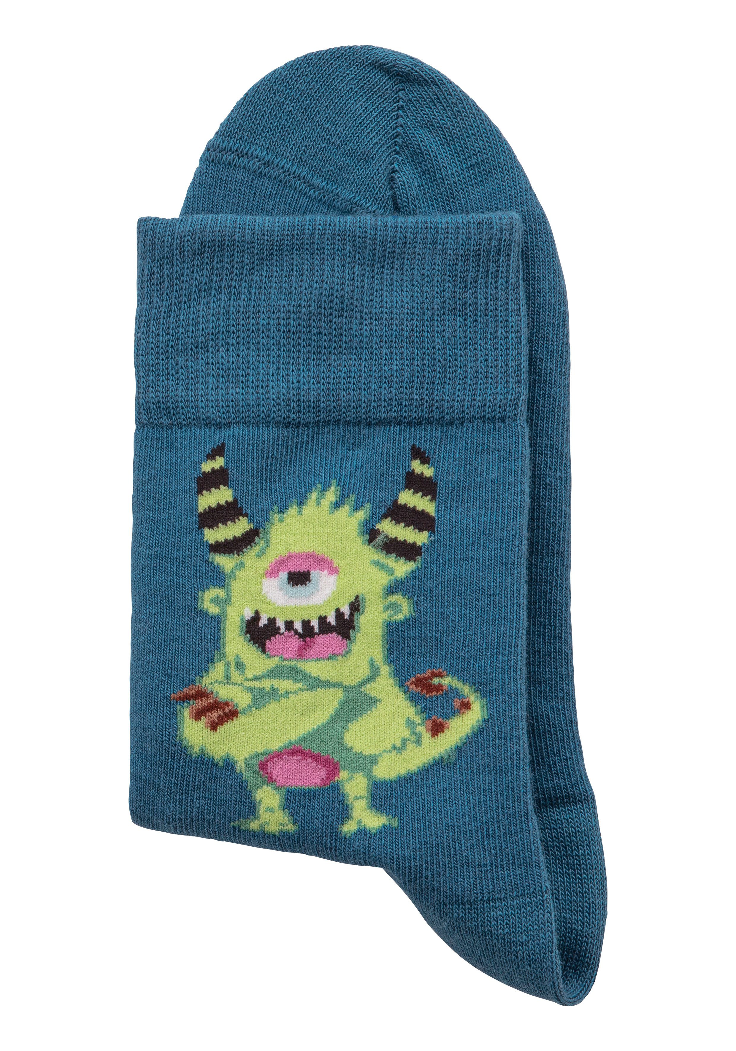 (5-Paar) H.I.S Freizeitsocken mit Monstermotiven lustigen