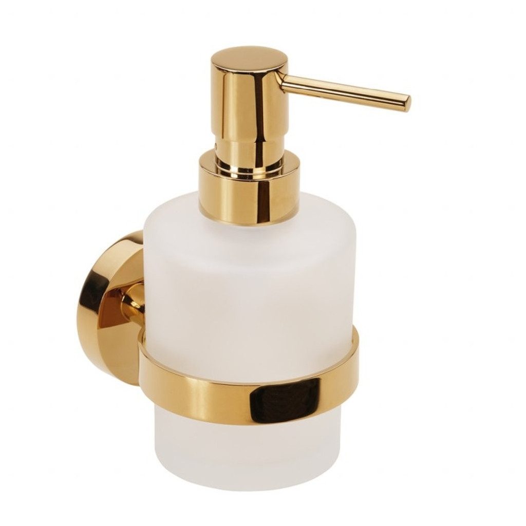 BRILLANTBAD® Seifenspender BILLO Glashalter Messing Gold poliert Glas Bad >> Bohren / Kleben