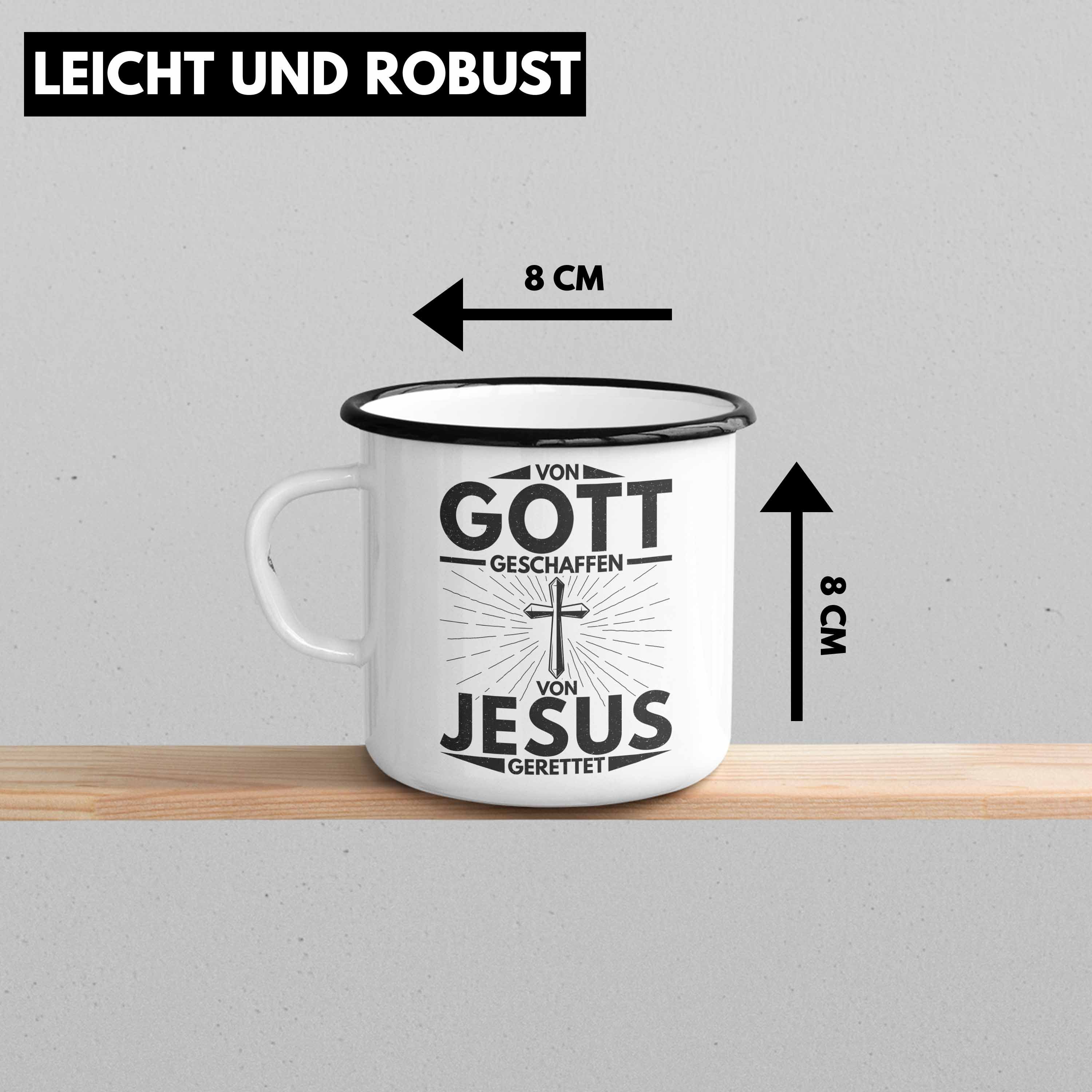 - Thermotasse Geschenk Tasse Schwarz Trendation Geschenk Christ Christentum Trendation Ostern Kirche Galuben Emaille