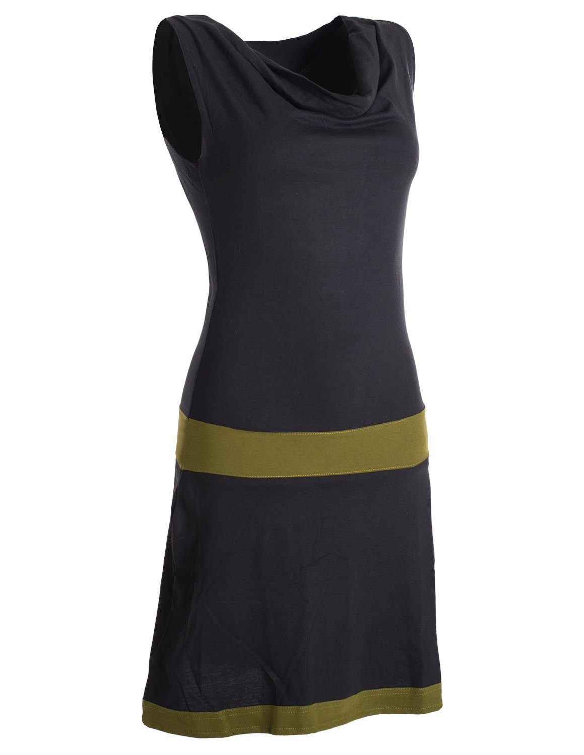 Vishes Tunikakleid Ärmellose Tunika Biobaumwolle - Wasserfallkragen Hippie, Ethno, Goa, Boho Style