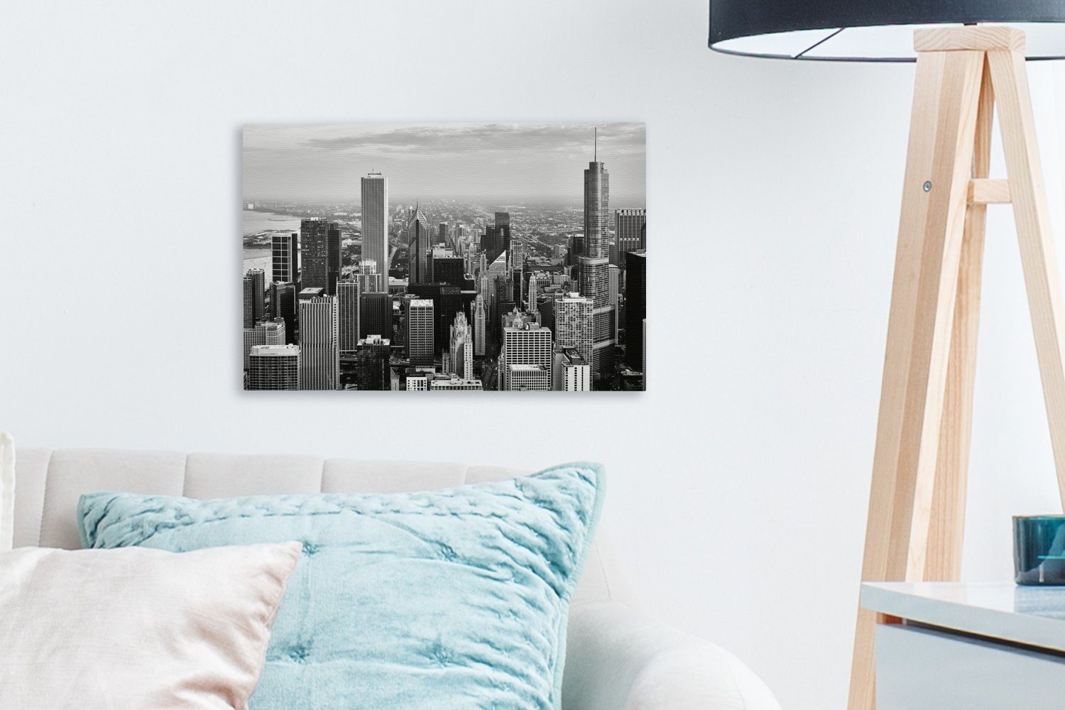 OneMillionCanvasses® Leinwandbild Wandbild und Leinwandbilder, Chicago St), Aufhängefertig, weiß, Wanddeko, 30x20 cm schwarz (1 - Stadt