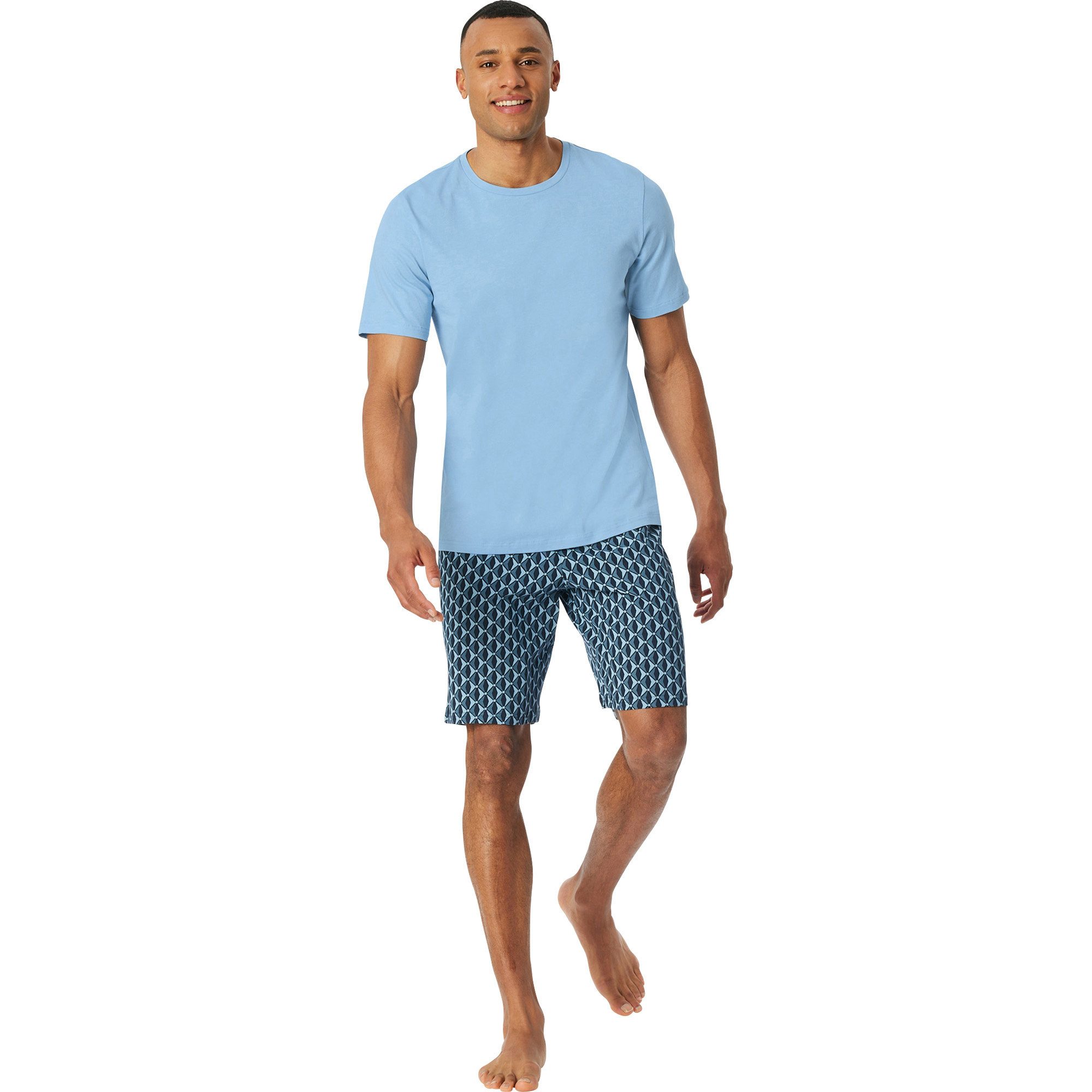 Schiesser Pyjama Herren-Shorty Single-Jersey gemustert günstig online kaufen