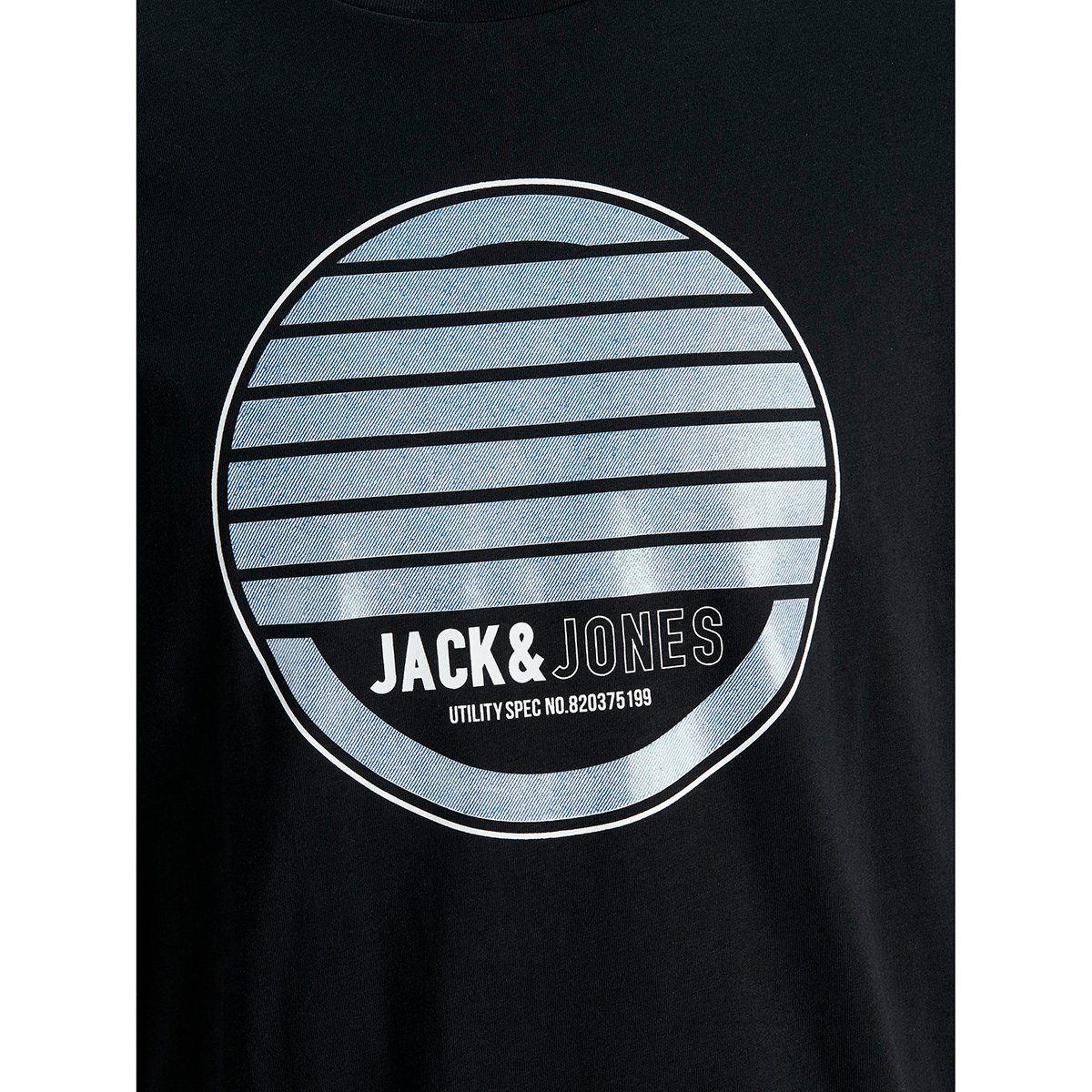 Herren Shirts Jack & Jones Rundhalsshirt Große Größen T-Shirt schwarz Logo-Kreisprint Jack & Jones