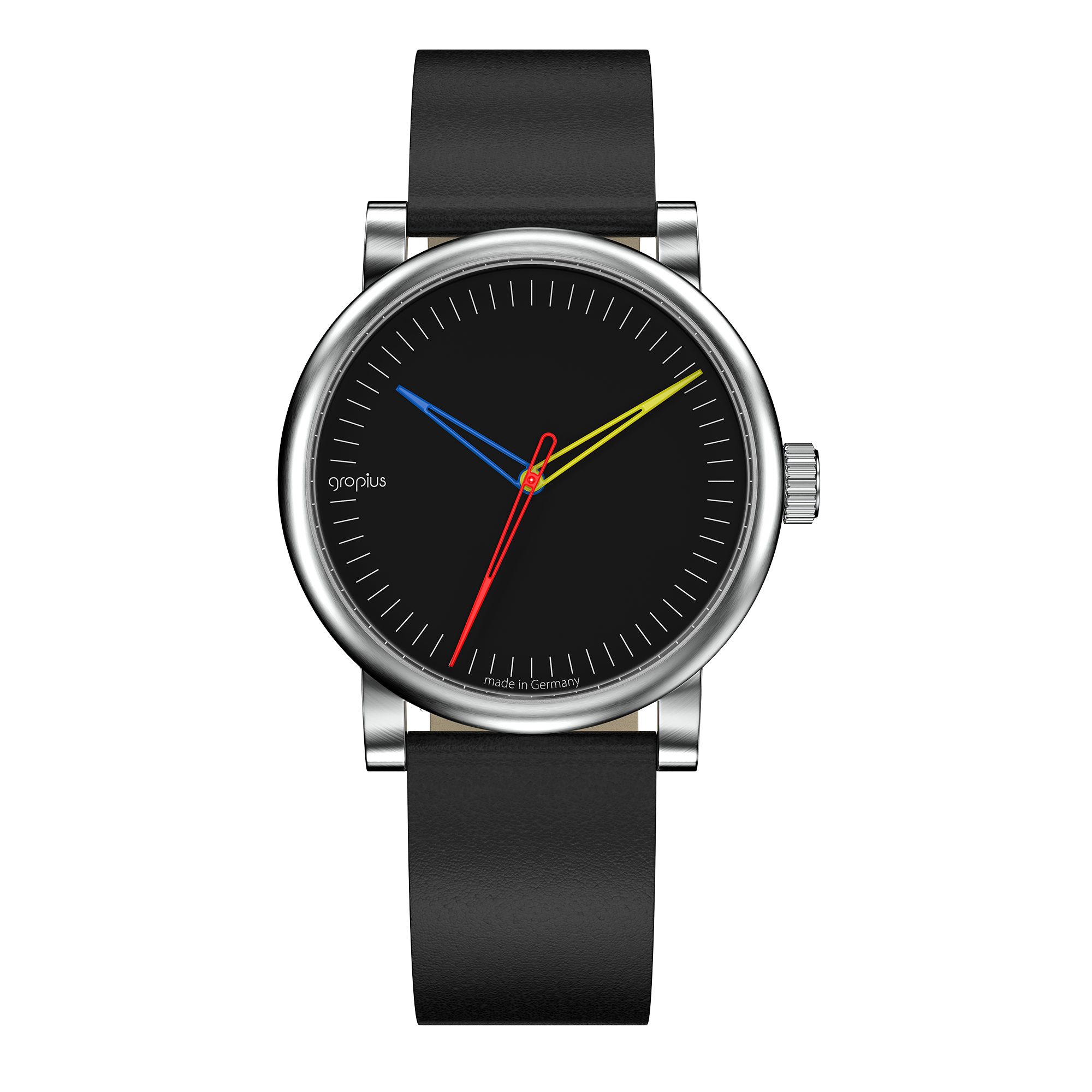 Walter Gropius Automatikuhr Made in Germany, Saphirglas, Atrium Automatik - WGA 801-05, Designeruhr, Lederarmband mit Easy-Release System, Edelstahlgehäuse