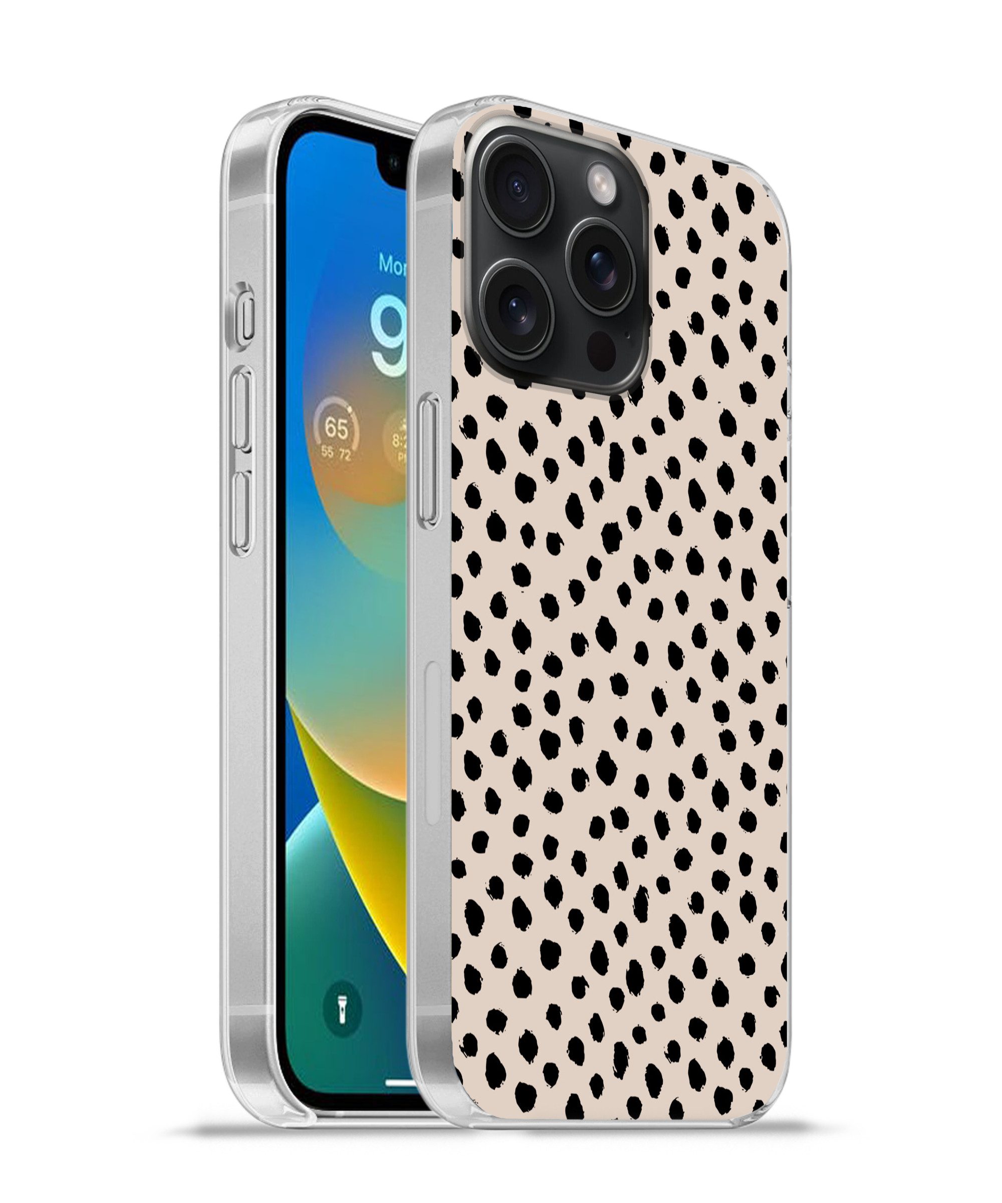 Handyhülle für Apple iPhone 15 Pro Max Polka dots - Schwarz - Beige