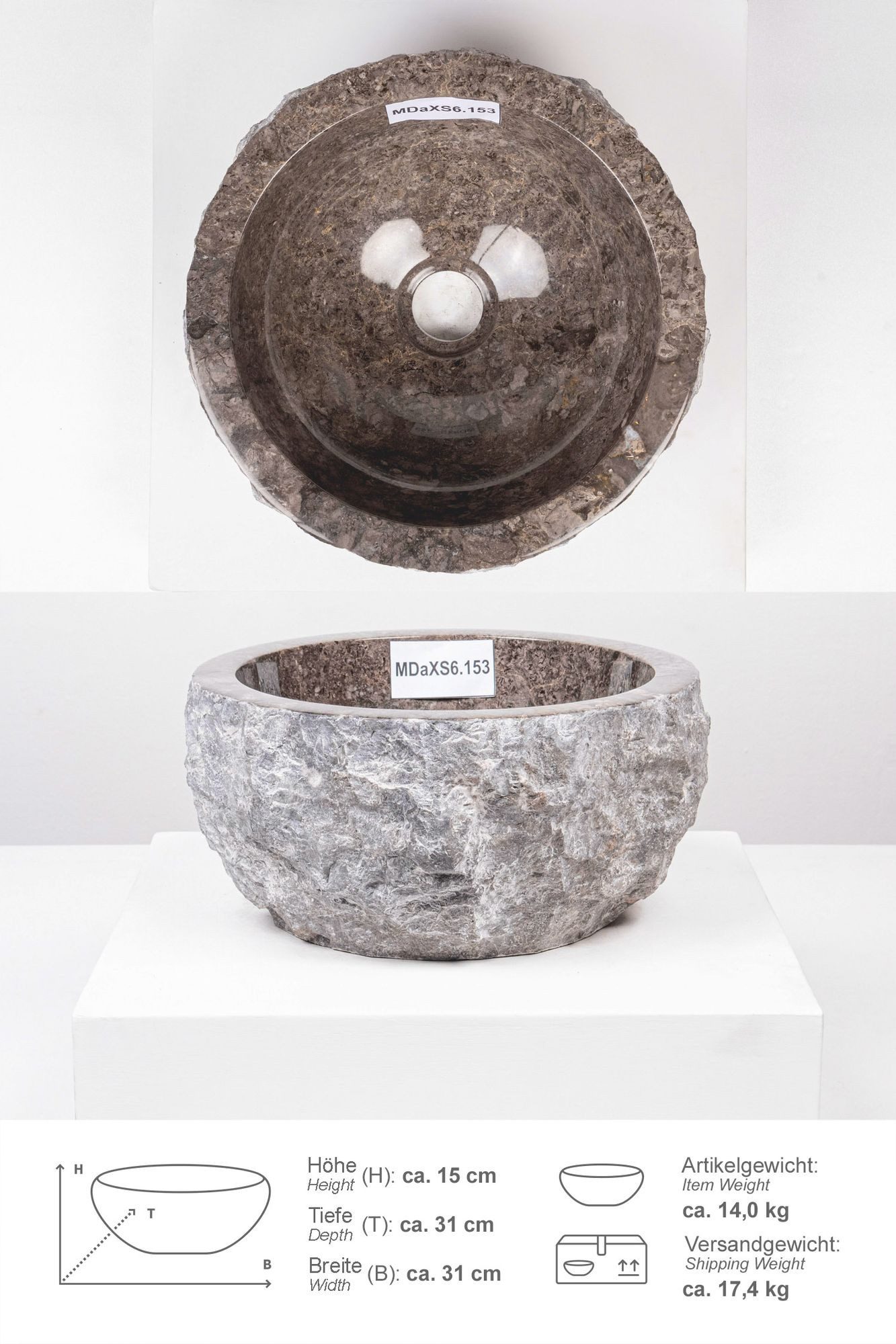 wohnfreuden Aufsatzwaschbecken Erosi Marmor Waschbecken 30 günstig online kaufen