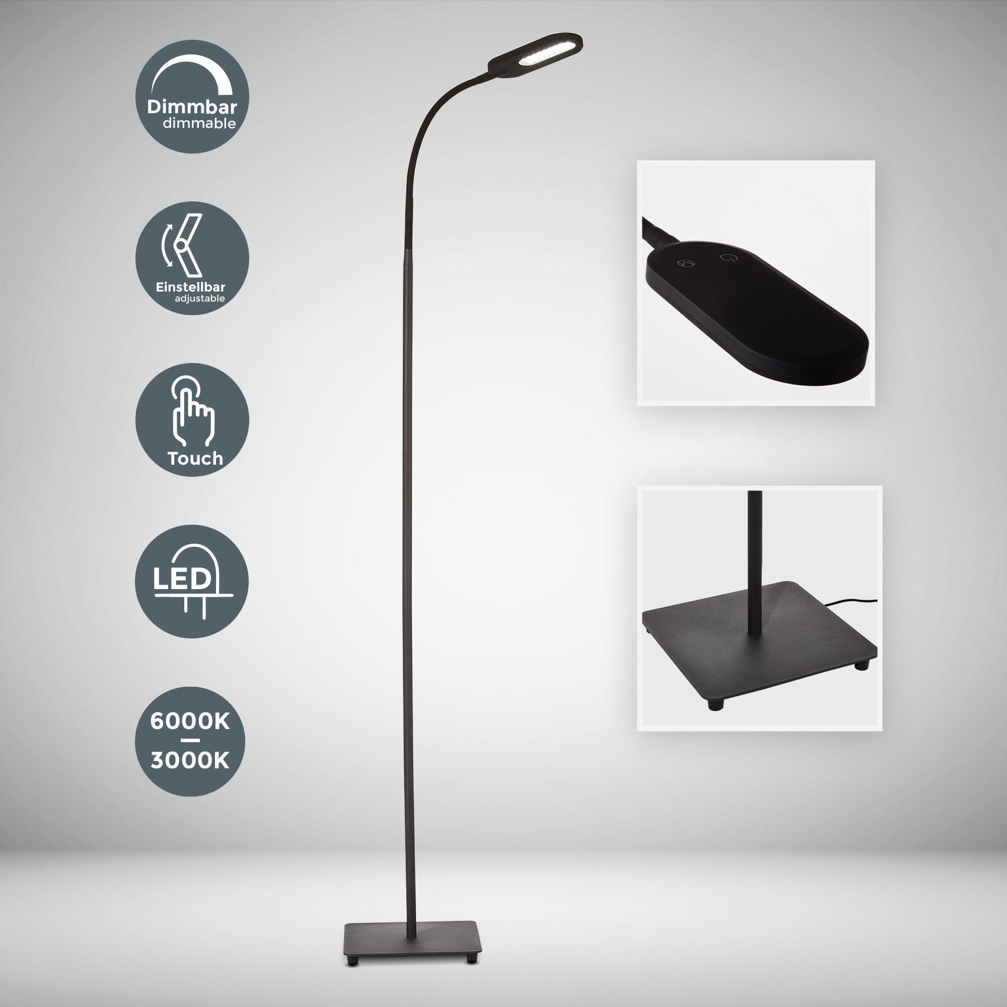 B.K.Licht LED Stehlampe, Dimmfunktion, Memoryfunktion, mehrere günstig online kaufen