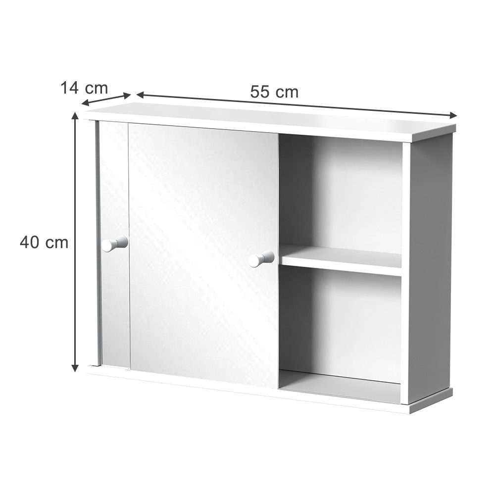 Vicco Badezimmerspiegelschrank Mireo, Weiß, 55 x 40 cm mit 2 Schiebetüren günstig online kaufen