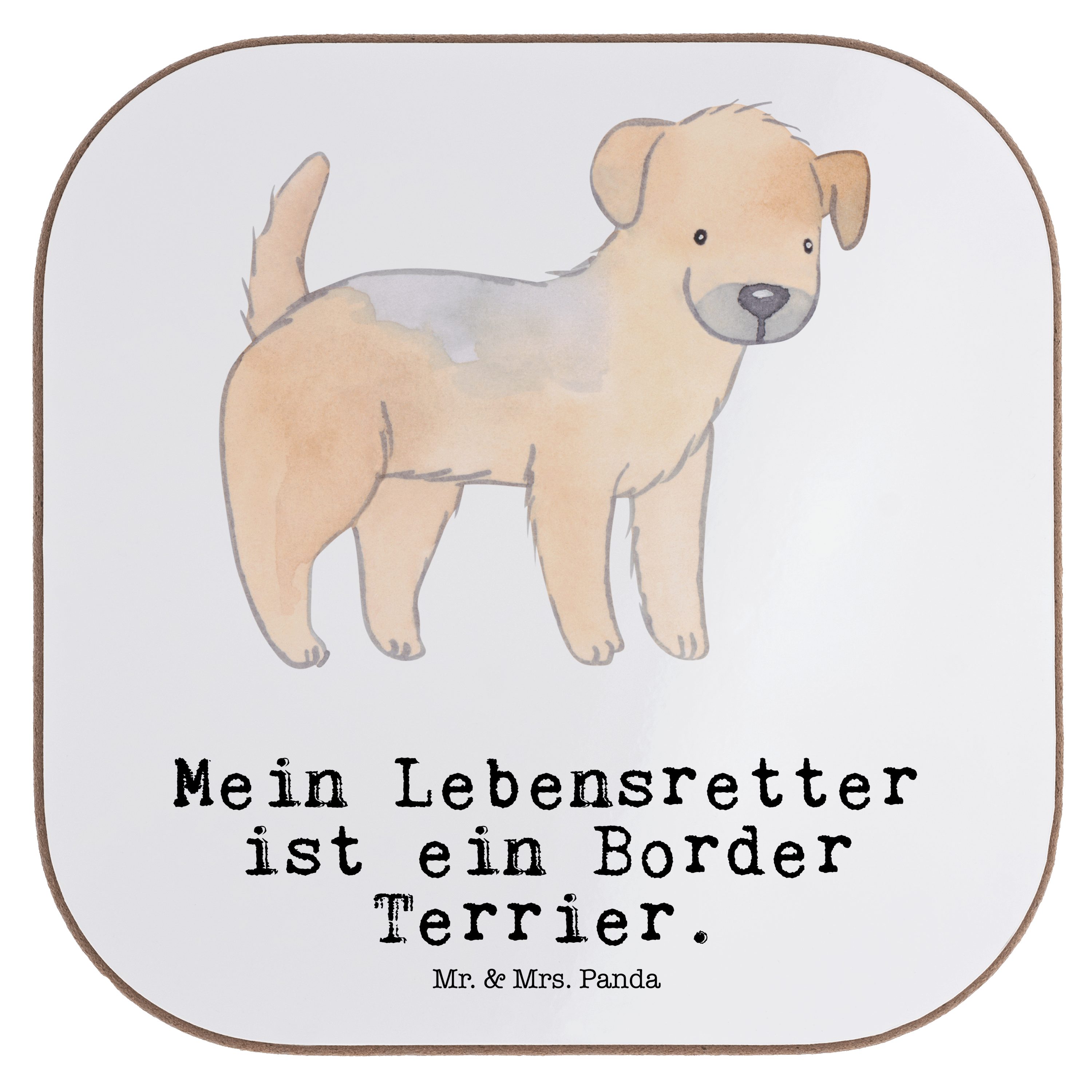 Weiß Lebensretter Border Mr. Getränkeuntersetzer H, - Getränkeuntersetzer, & Panda 1-tlg. Geschenk, Mrs. - Terrier