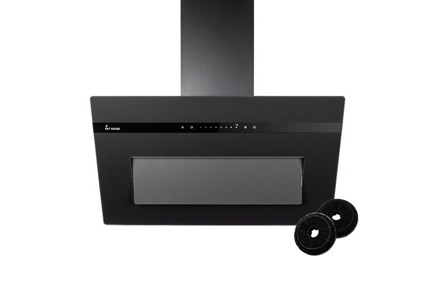 KKT KOLBE Wandhaube Dunstabzugshaube 80cm matt schwarz PLOOM8005S RGBW Ambientebeleuchtung Kopffrei / 80cm / Smarte WiFi-App / Schwarz / Glas / Schräghaube