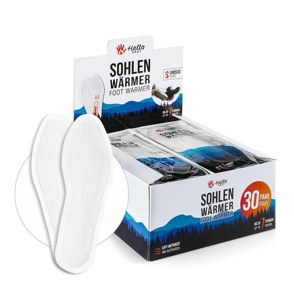 Hello HEAT Fußwärmer 30 Sohlenwärmer Hello Heat - Размер S, 30-tlg., sofort einsetzbar * ideal in Winter- und Ski-Schuhen