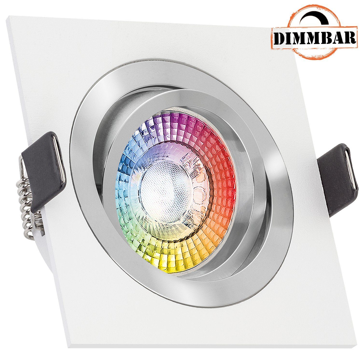 LEDANDO LED Einbaustrahler RGB LED LEDANDO 3W mit weiß flach in Set von LED extra Einbaustrahler
