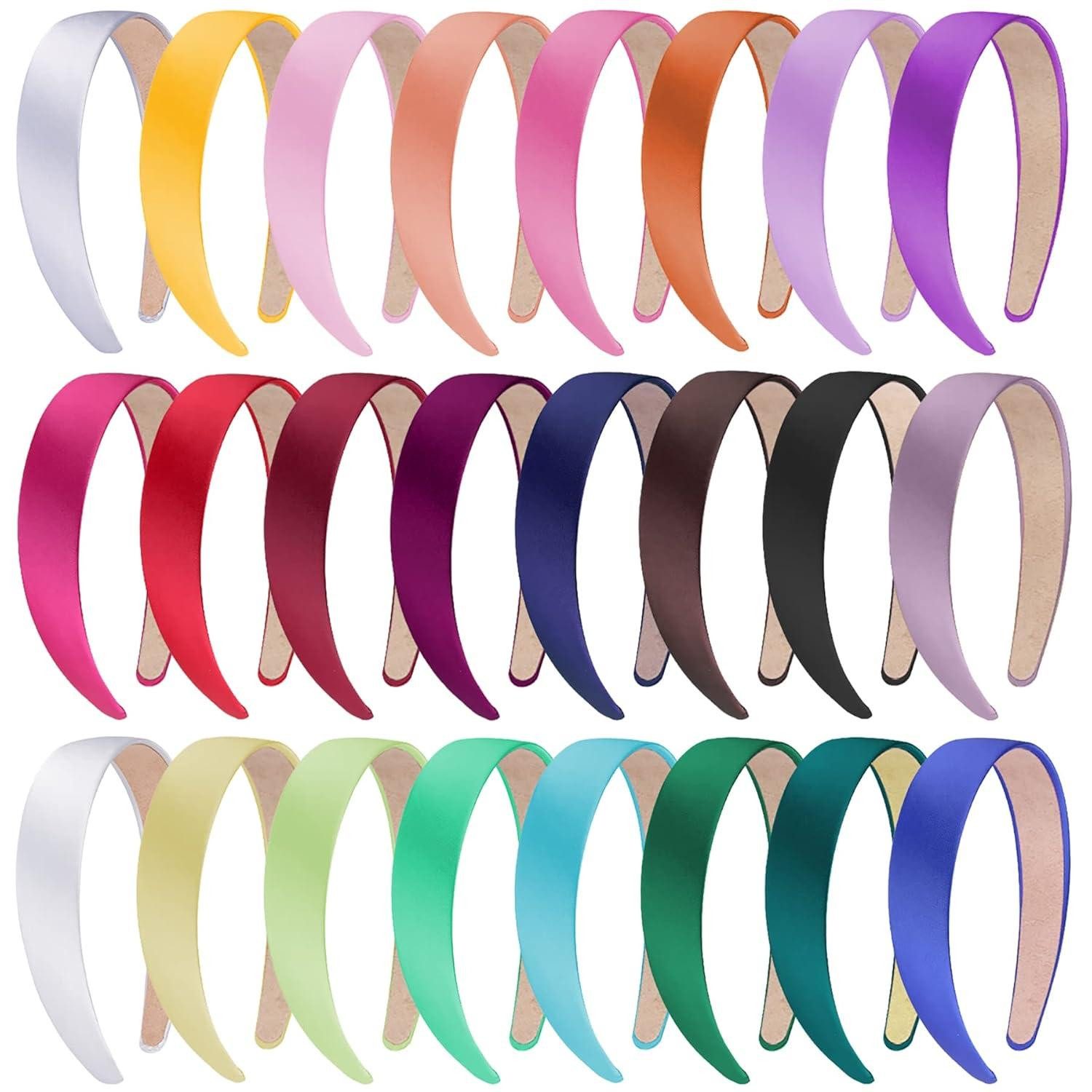 Haarreif 24 Stück Satin Stirnbänder Damen Mädchen 24 Farben Haarreifen