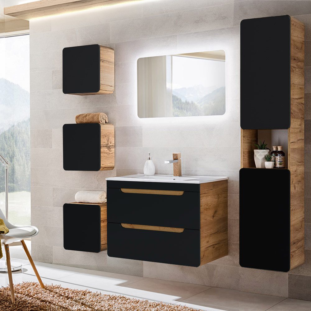 Lomadox Badmöbel-Set NEW-LUTON, (Spar-Set, 6-St), Eiche günstig online kaufen