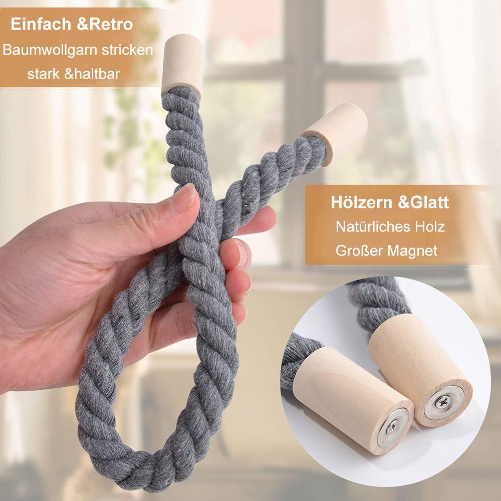 TUWENA Raffhalter 2 Stück Magnetische Vorhang Raffhalter aus Holz,Gardinen Raffhalter, Vorhanghalter für Zuhause und Büro, Fenstervorhänge