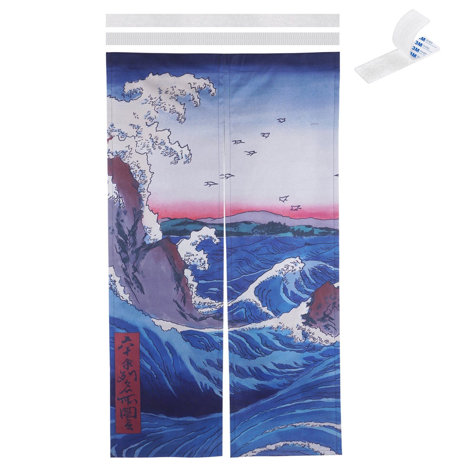 Türvorhang Japanischer Ukiyo-e Türvorhang, 85x150cm, Tür Noren aus Stoff, Welle vor Kanagawa Türvorhang | Raumteiler-Vorhänge