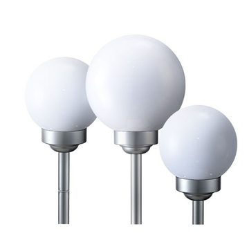 etc-shop LED Solarleuchte, LED-Leuchtmittel fest verbaut, Warmweiß, 3er Set LED Solar Leuchte Kugeln Steckleuchten Gartenlampe