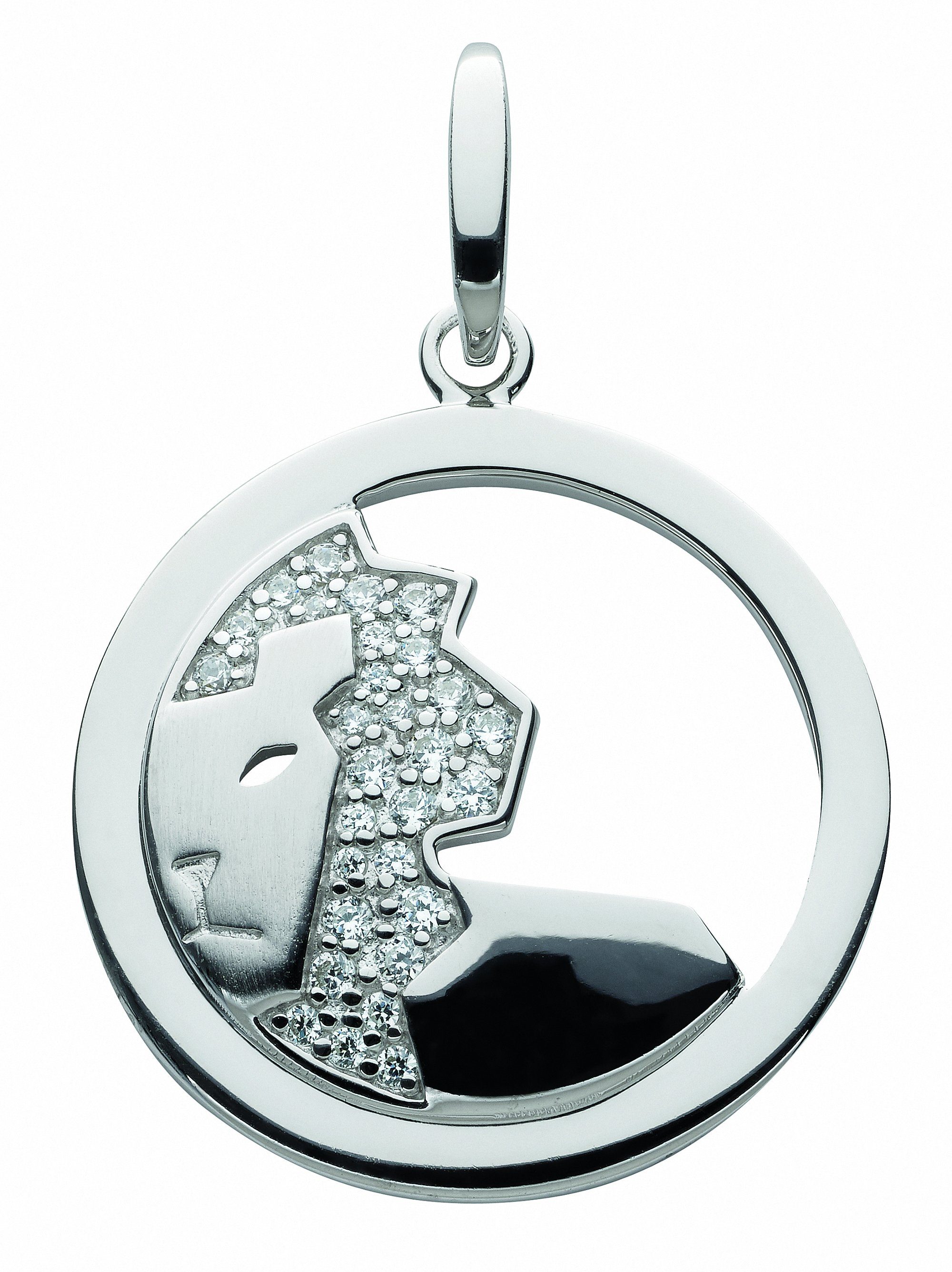 Adelia´s Kette ohne Anhänger 925 Silber Sternzeichen Anhänger Löwe mit Zirkonia Ø 25,2 mm, Schmuckset - Set mit Halskette