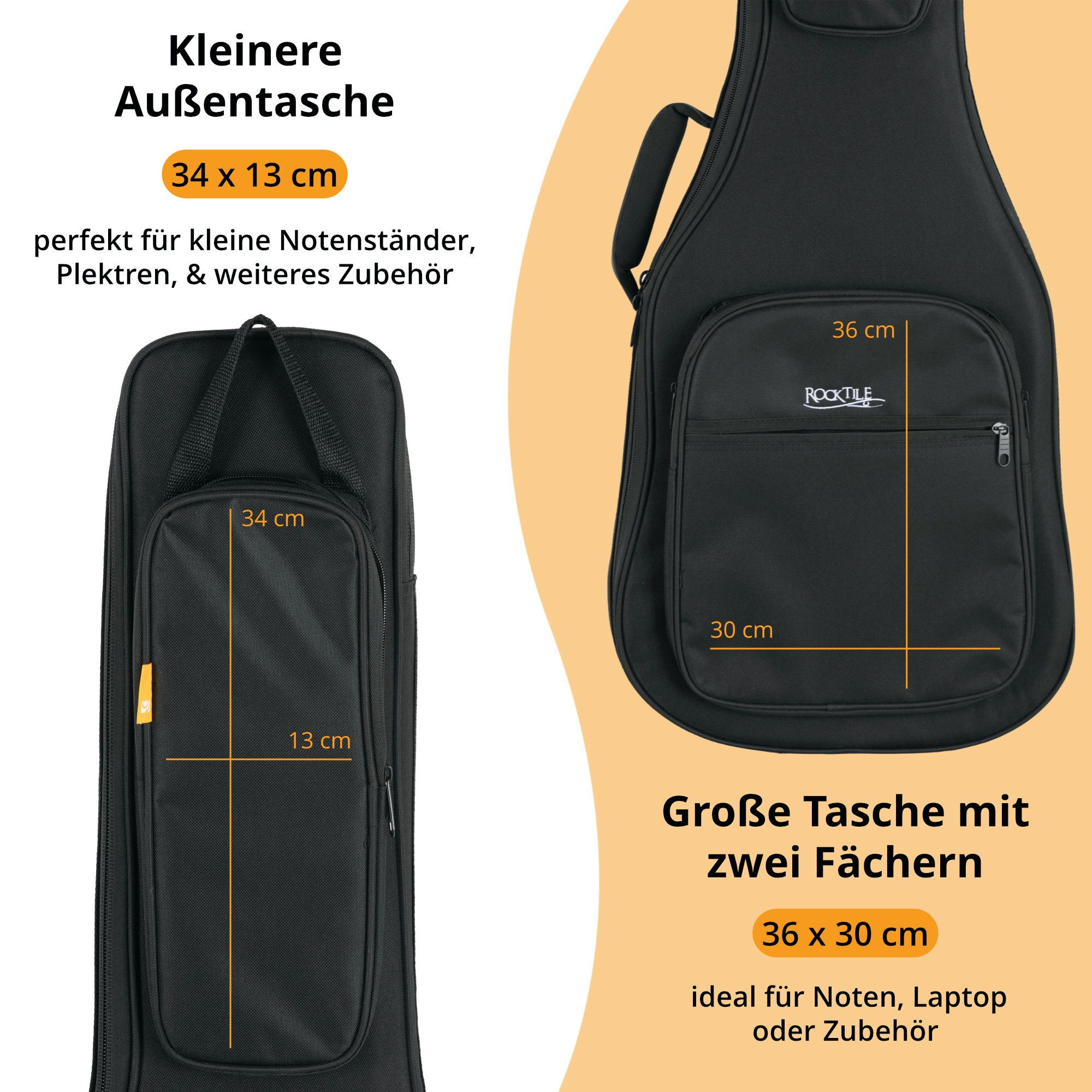 Rocktile Gitarrentasche EGSC-1122BK Softcase für E-Gitarre - Passgenau für jede E-Gitarre, gepolsterter E-Gitarren-Softcase mit Rucksackgarnitur