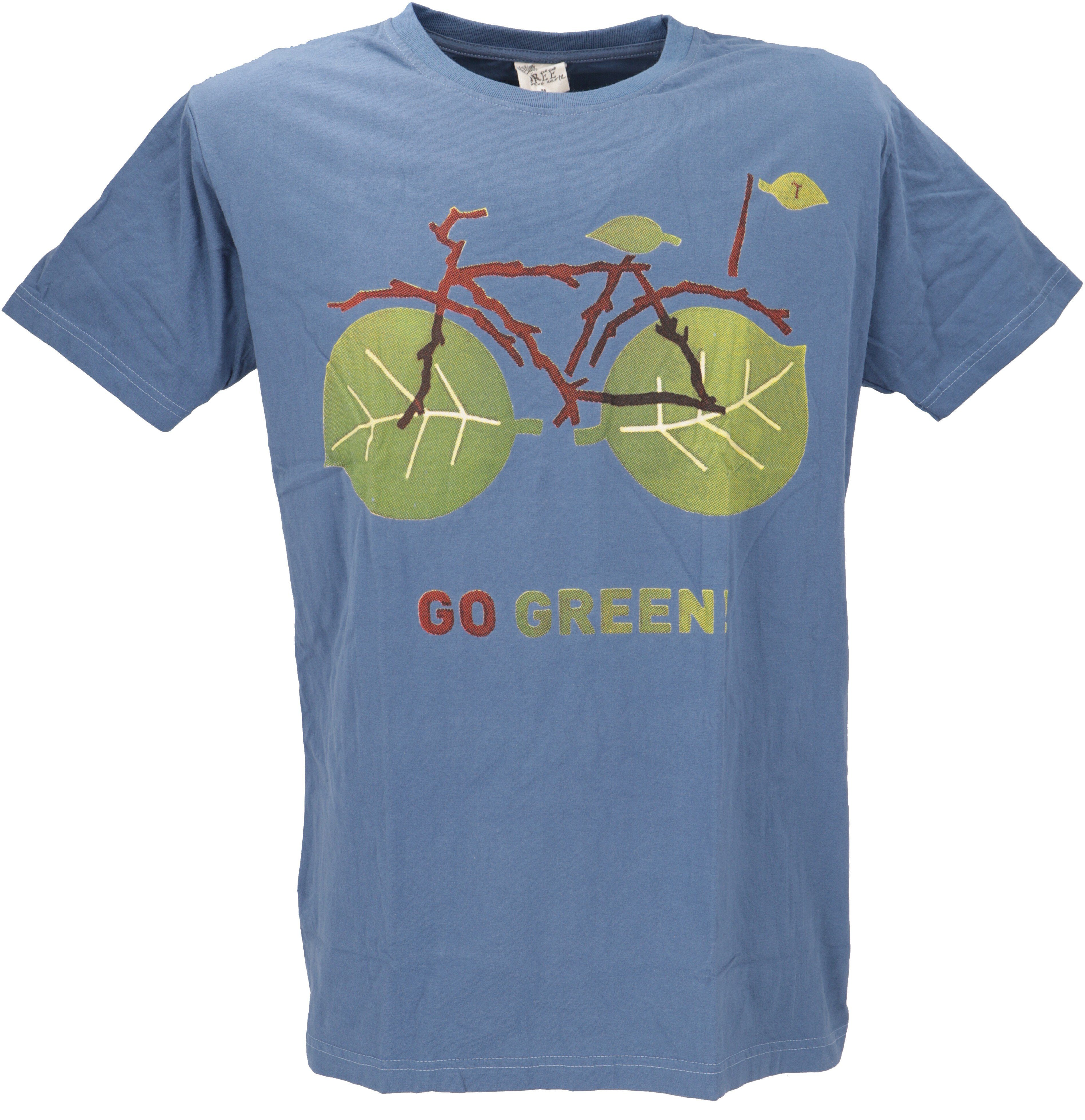 T-Shirt Retro earth Retro Go.. Go save - green/blau T-Shirt T-Shirt, Guru-Shop Tree