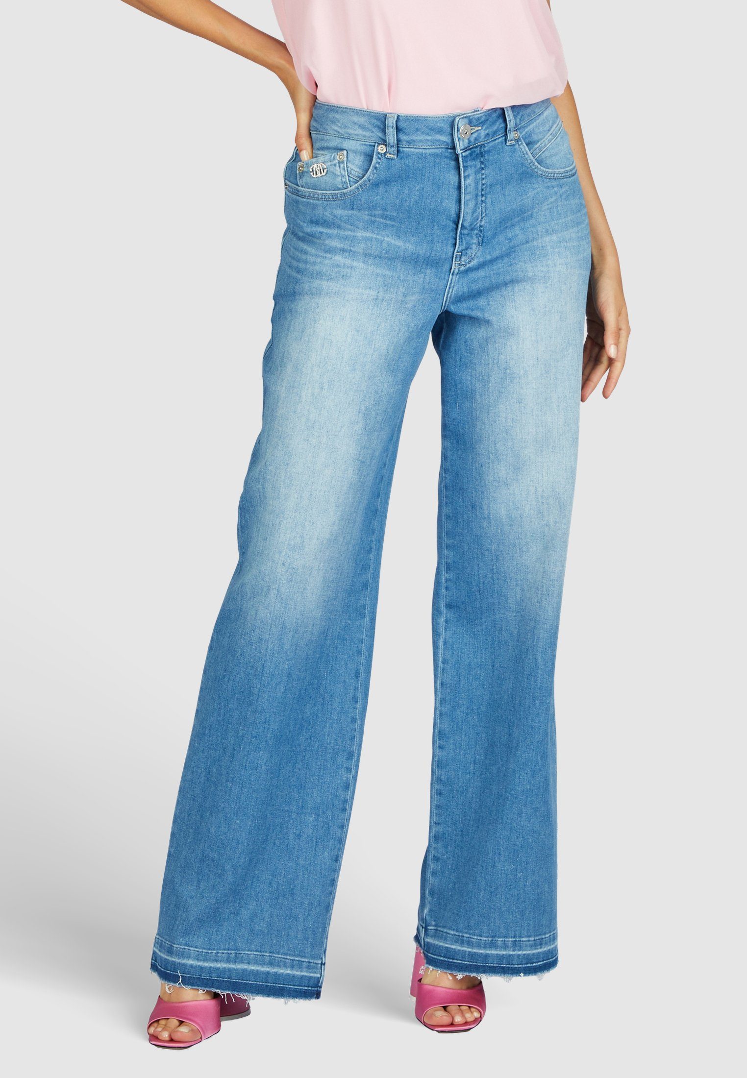 MARC AUREL Weite Jeans mit Kontrastsaum