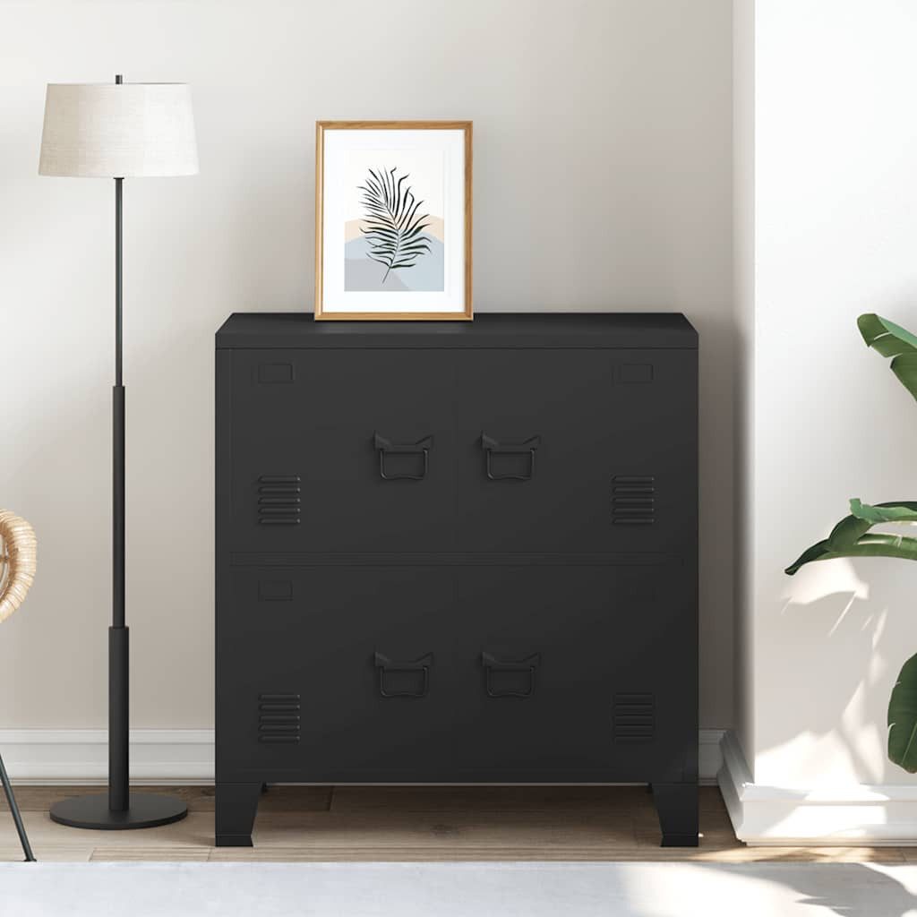 vidaXL Aufbewahrungsbox Lagerschrank Industrial Schwarz 75x40x80 cm Stahl (1 St)