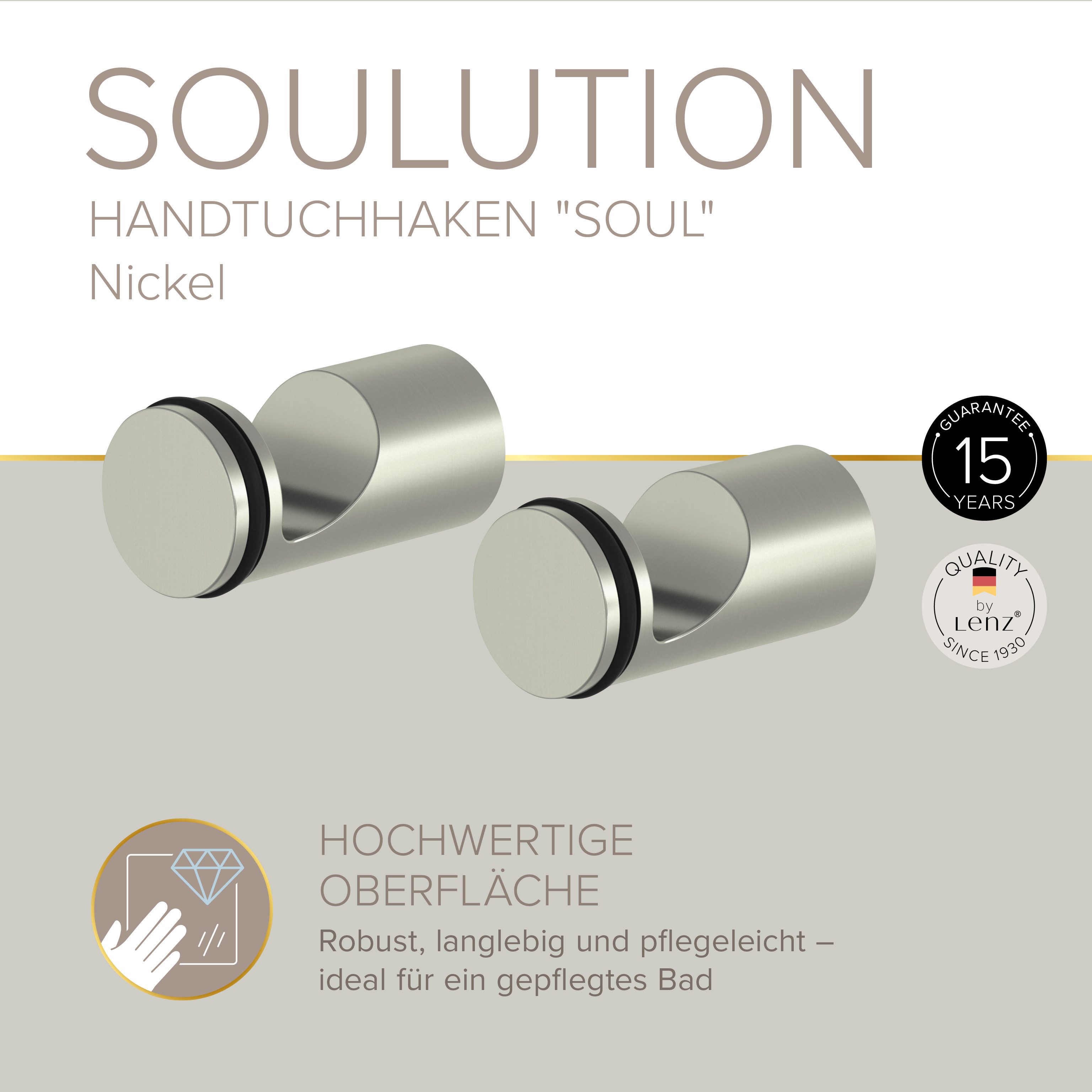 Lenz Handtuchhaken SOULUTION, Badezimmer, (2 Stk), vielseitig einsetzbar