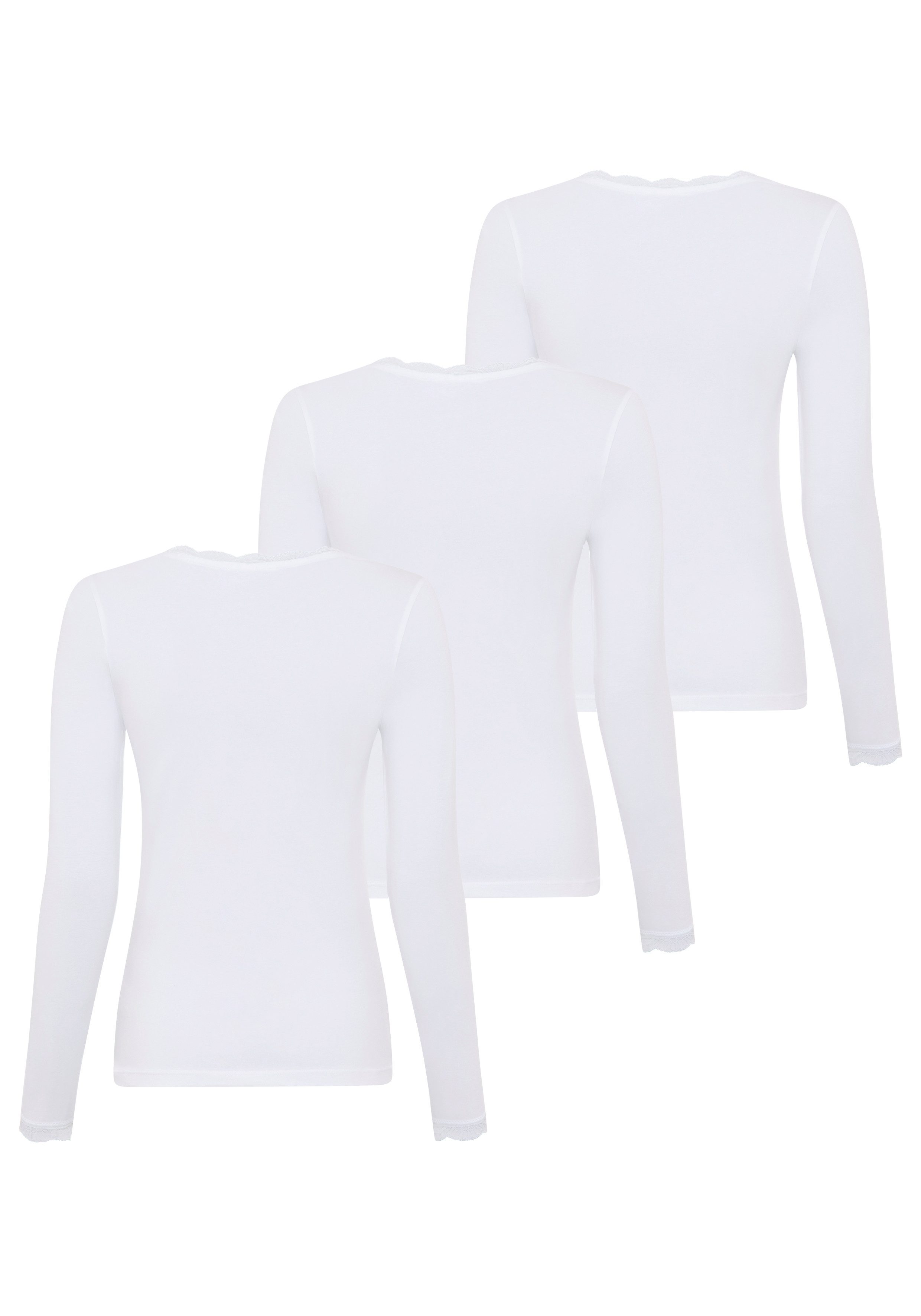 YSABEL MORA Langarmshirt BASIC COLLECTION COTTON WITH LACE (3er Pack) das p günstig online kaufen